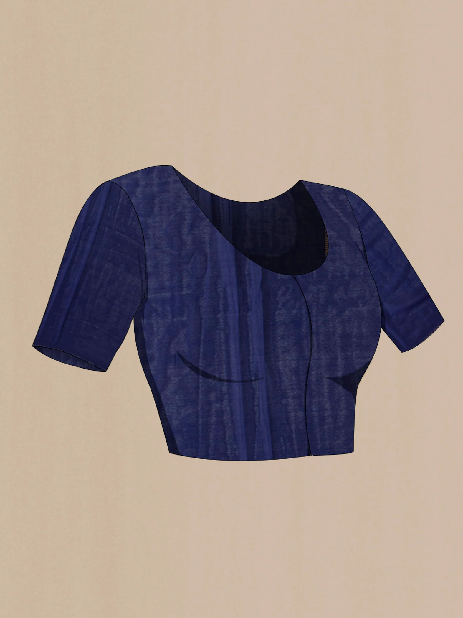 Navy Blue Mysore Crepe Saree - Image 5