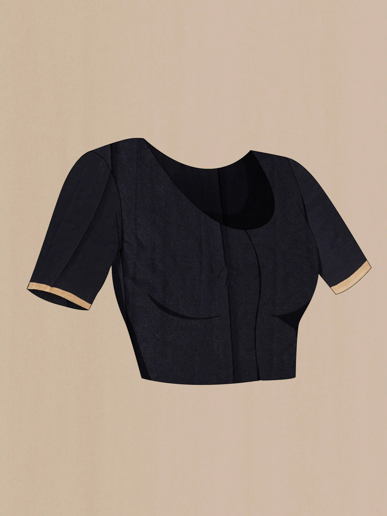 Navy Blue Mysore Crepe Saree - Image 4