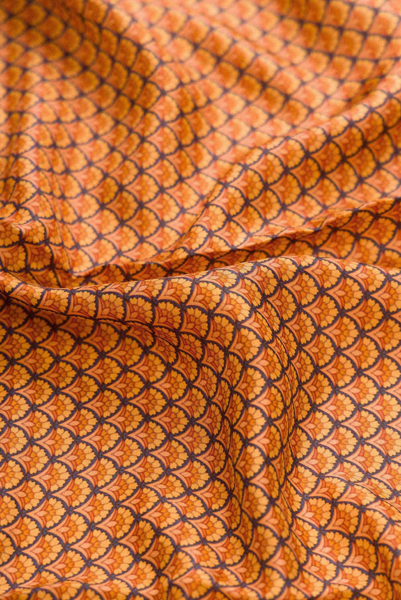 Navy Blue Printed Silk Saree - Image 2