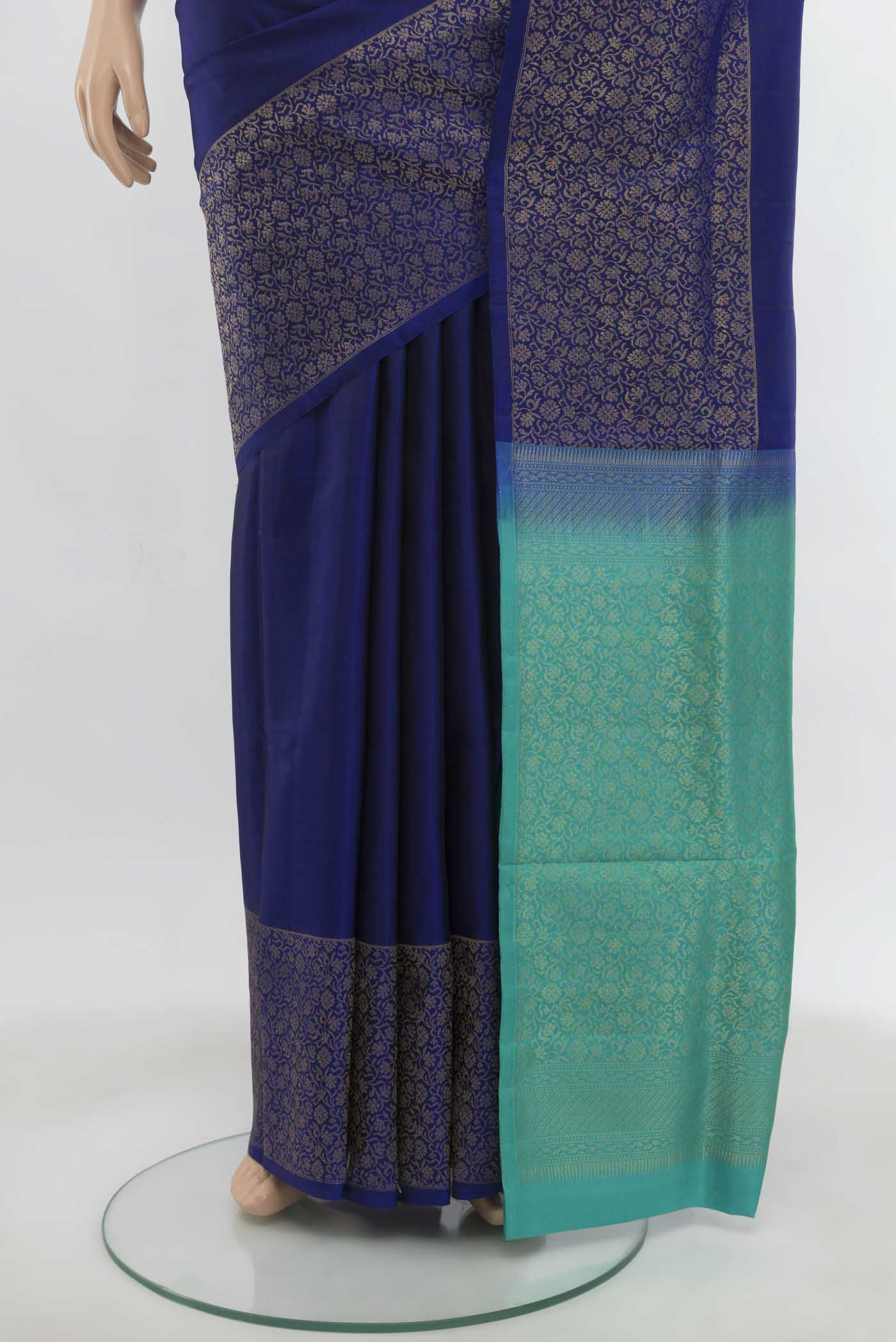 Dark Blue Soft Silk Saree - Image 3