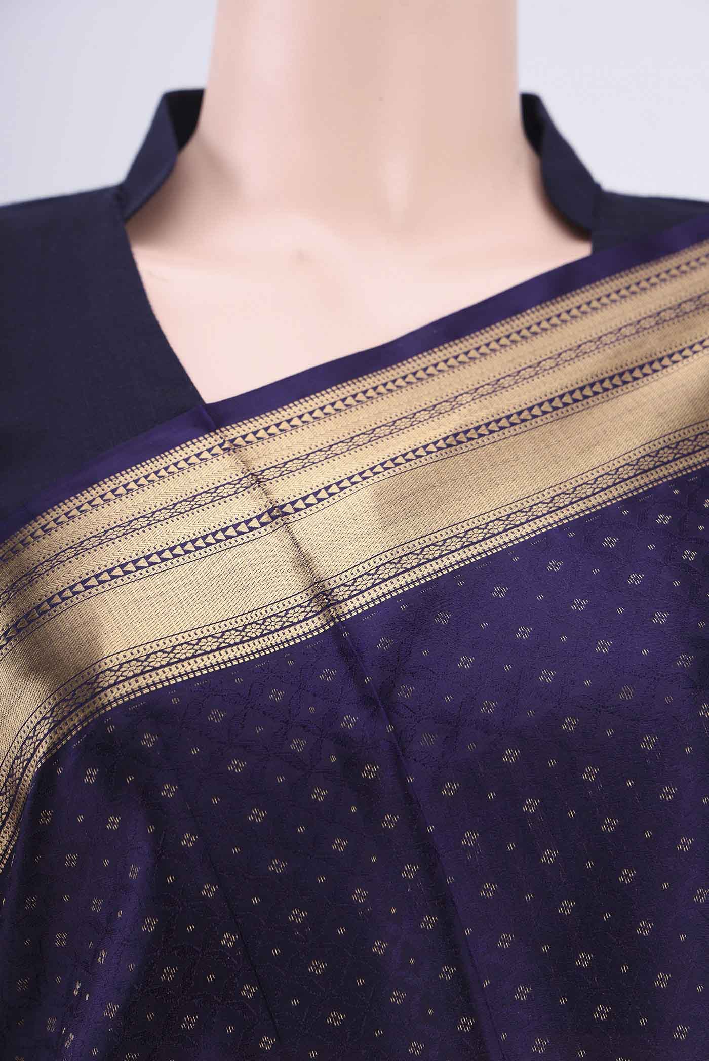 Navy Blue Soft Silk Saree - Image 2