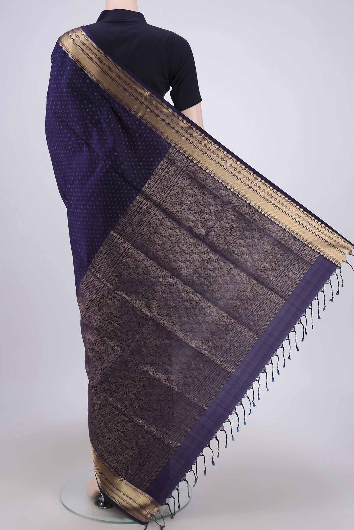 Navy Blue Soft Silk Saree - Image 3