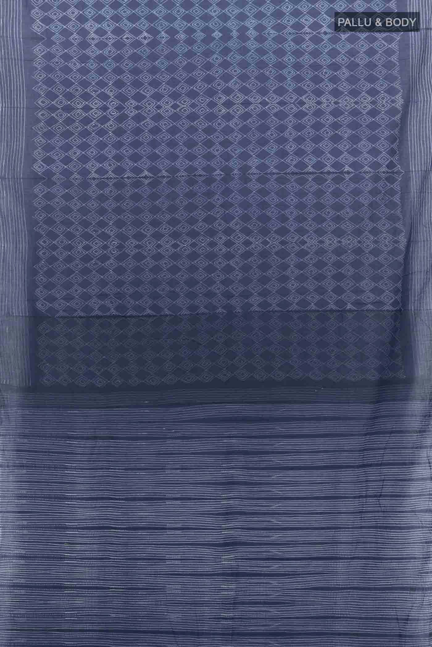 Navy Blue Chanderi Silk Cotton Saree - Image 5
