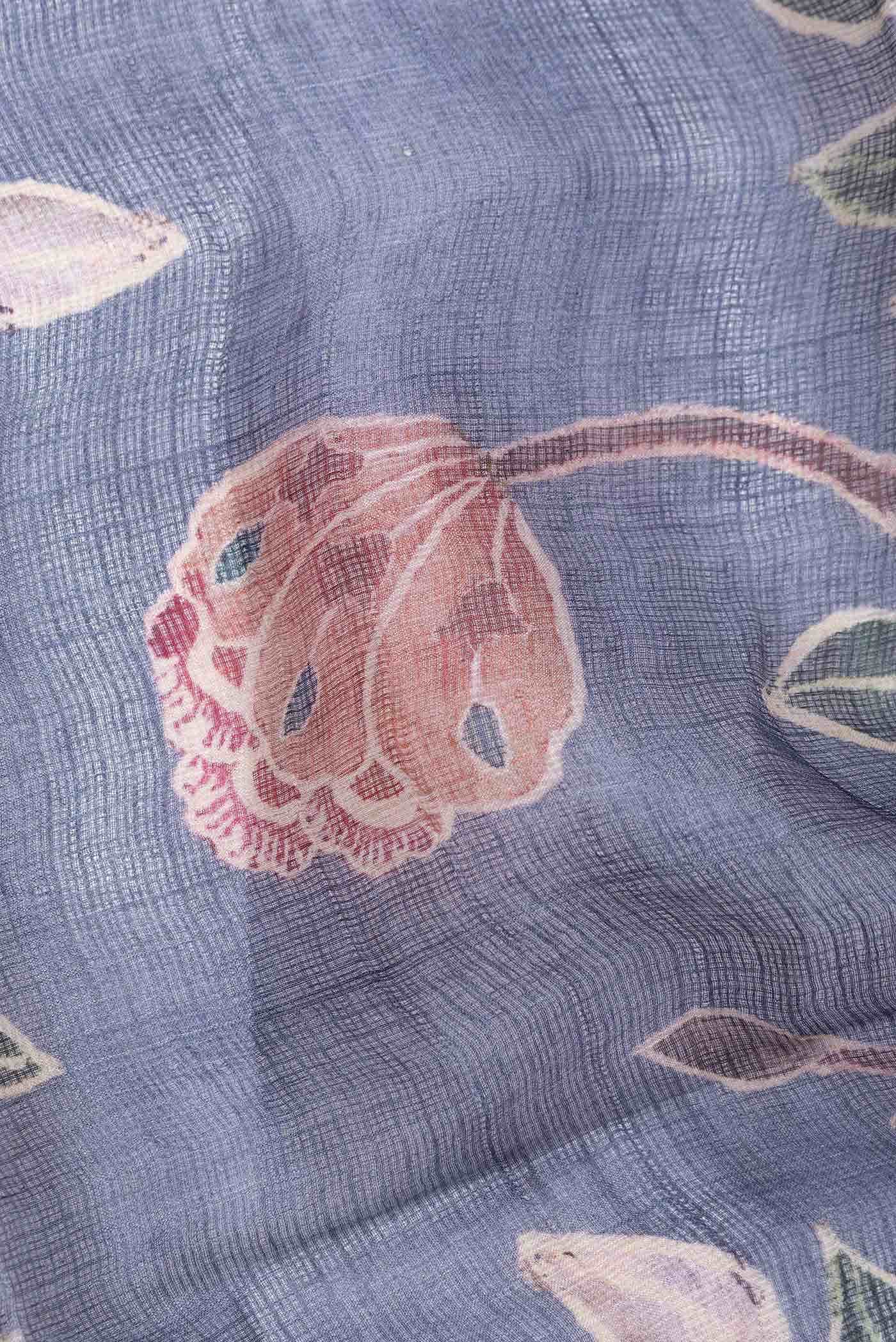 Navy Blue Tussar Silk Saree - Image 2