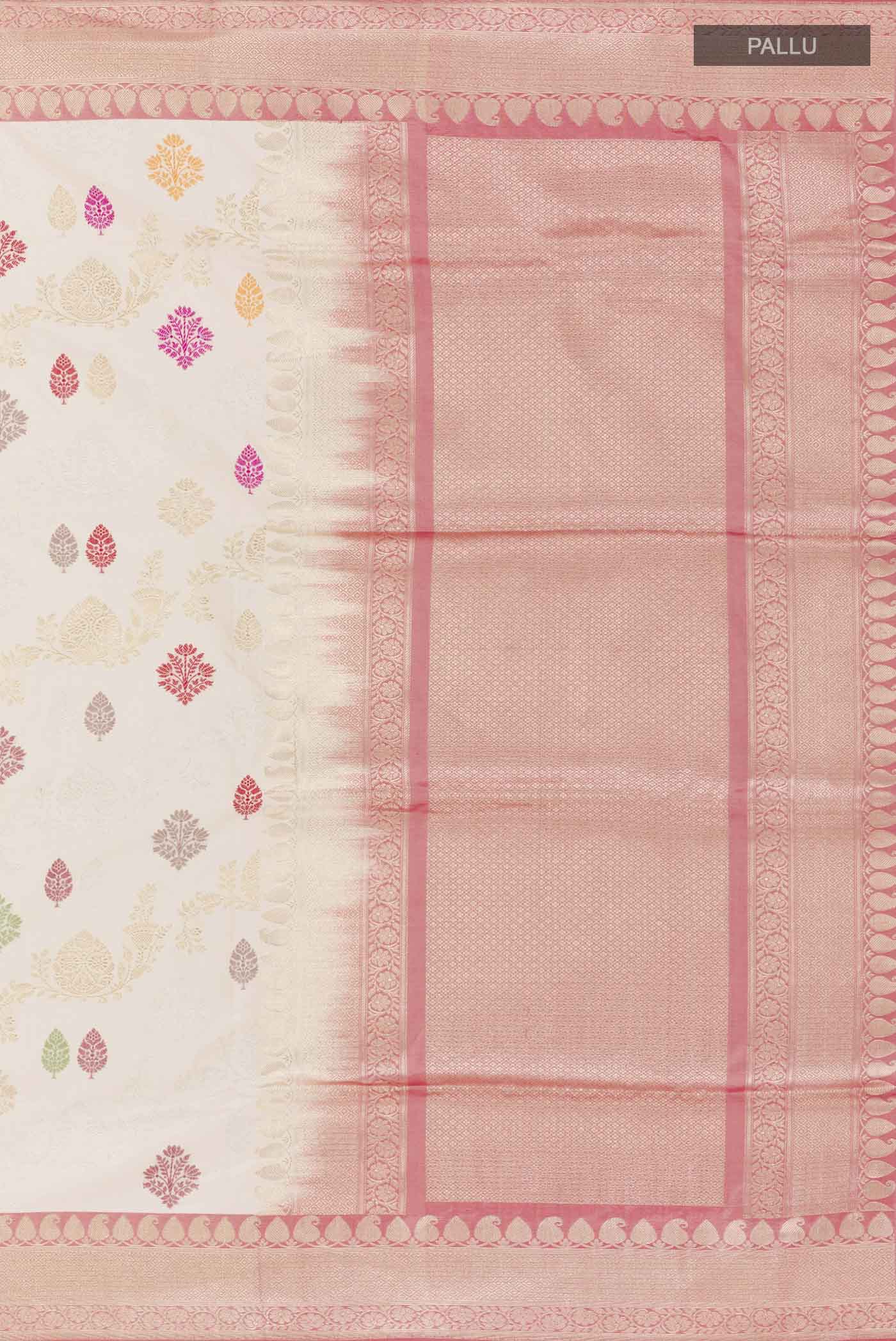 Off White Banarasi Silk Saree - Image 6