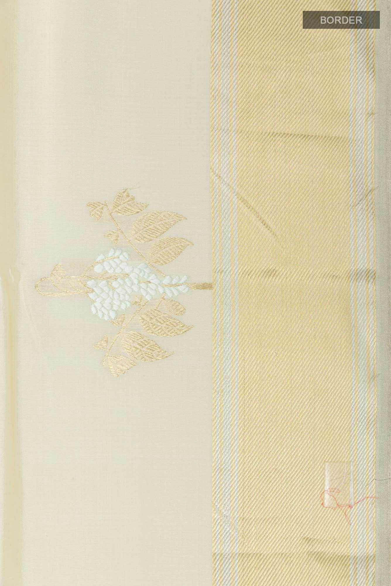 Off White Banarasi Silk Saree - Image 6