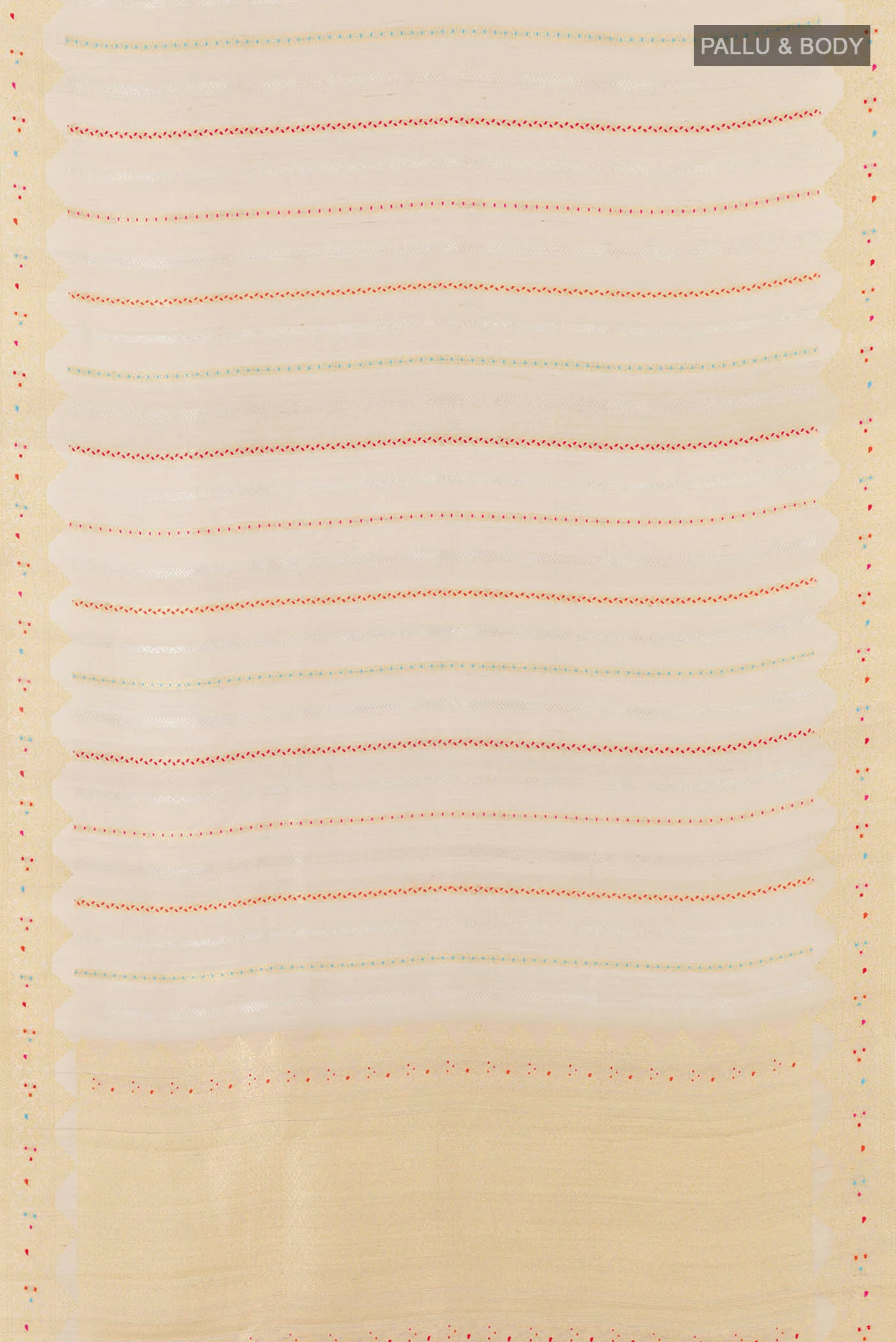Off White Banarasi Tussar Georgette Saree - Image 6