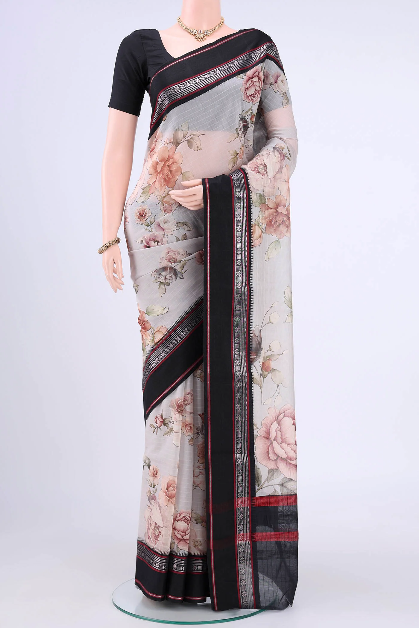 Off White Chanderi Silk Saree