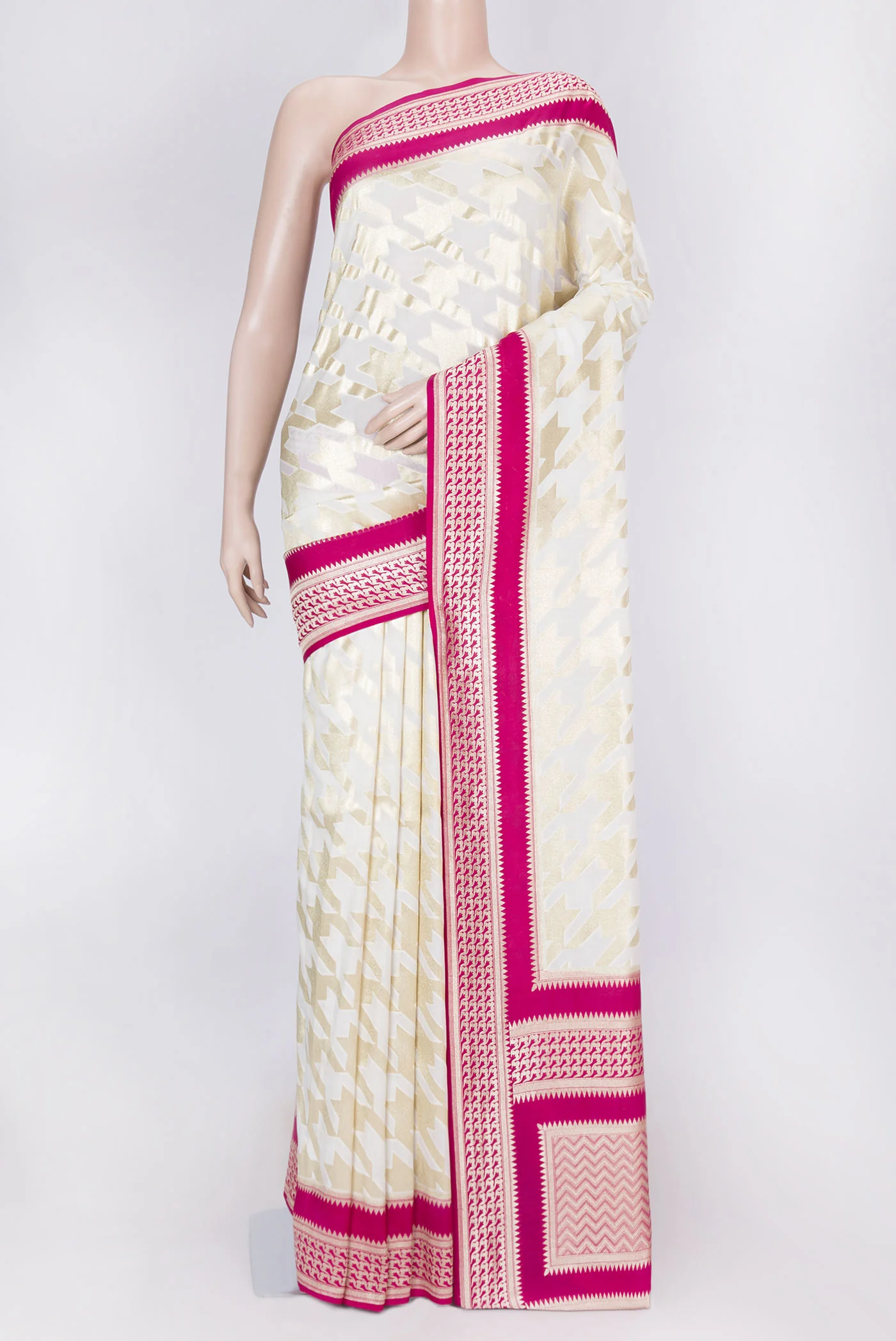 Off White Dual Tone Banarasi Silk Saree