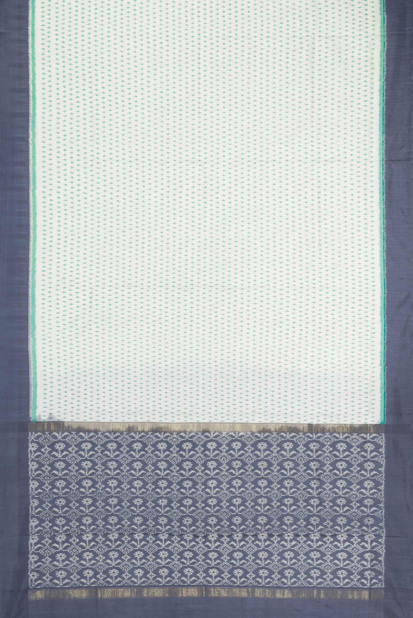 Off White Dual Tone Double Ikat Saree - Image 6