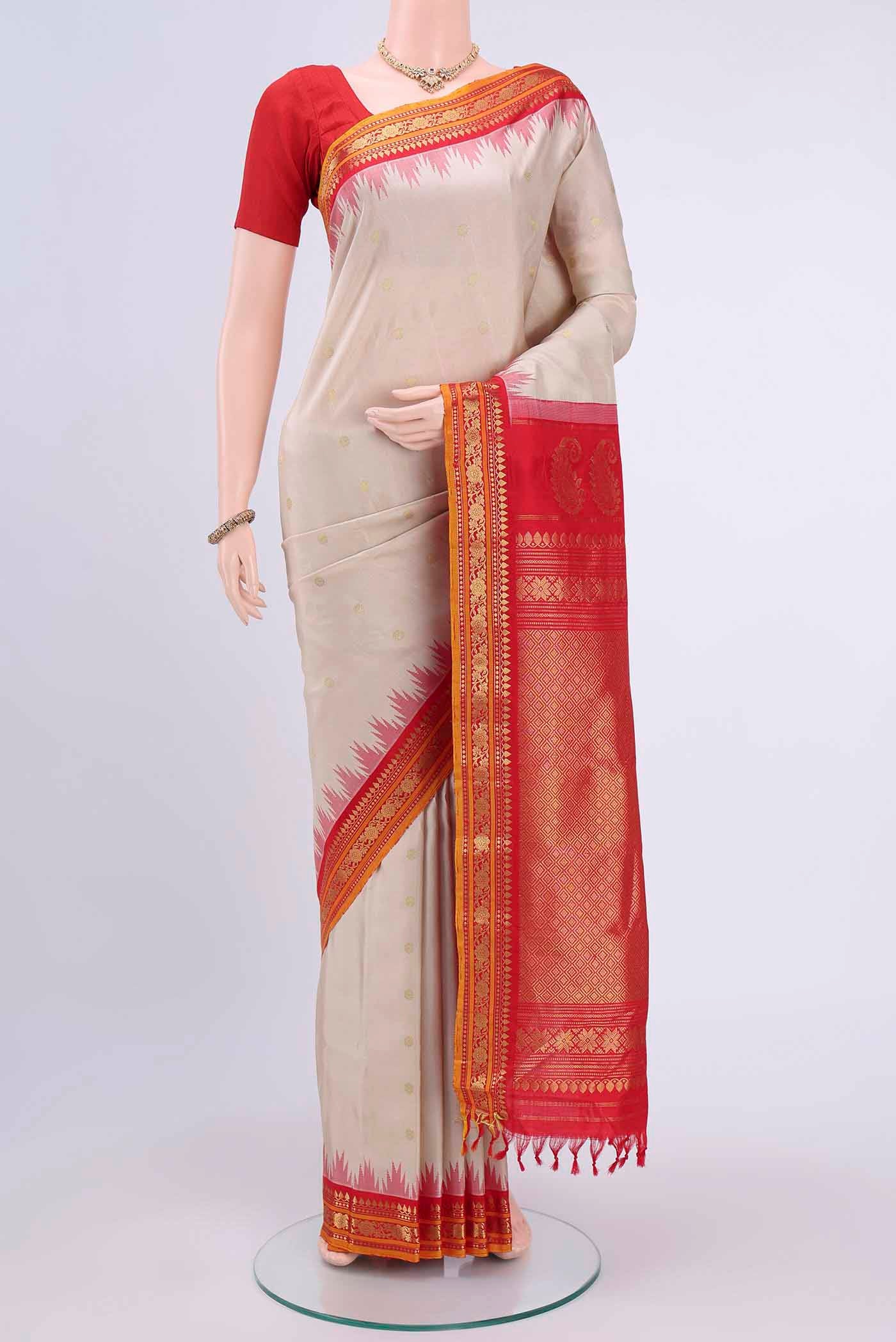 Off White Dual Tone Gadwal Silk Saree