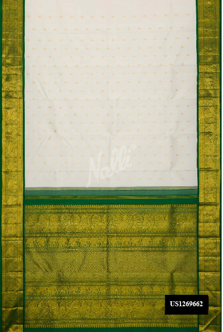 Off White Dual Tone Kanchipuram Silk Saree