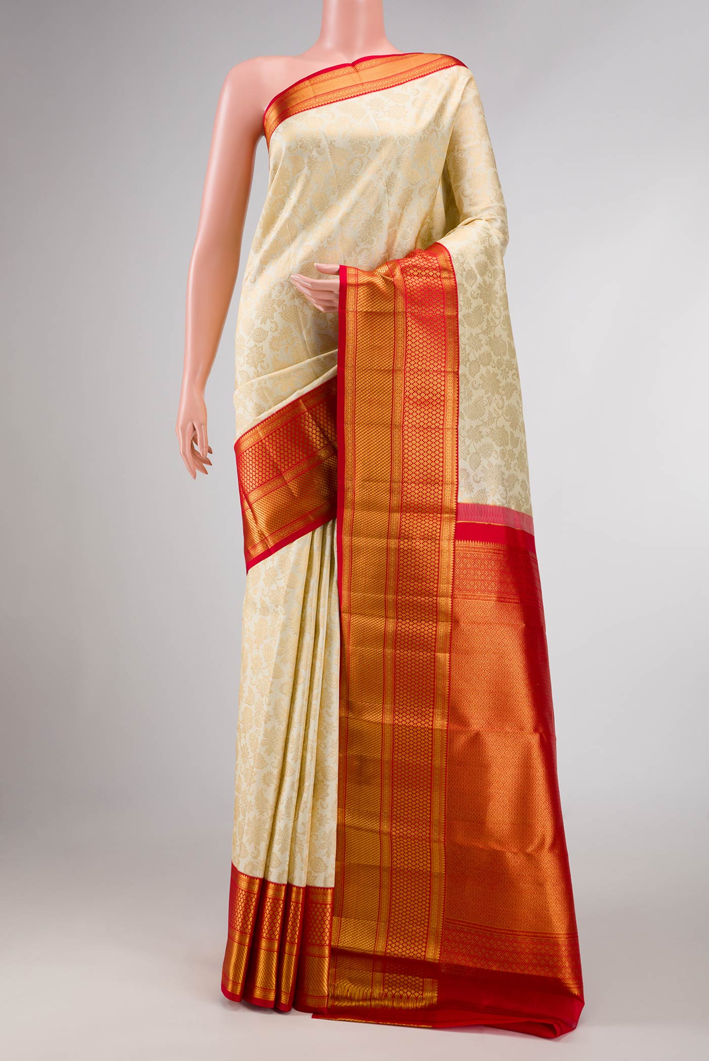 Off White Dual Tone Kanjivaram Silk Saree