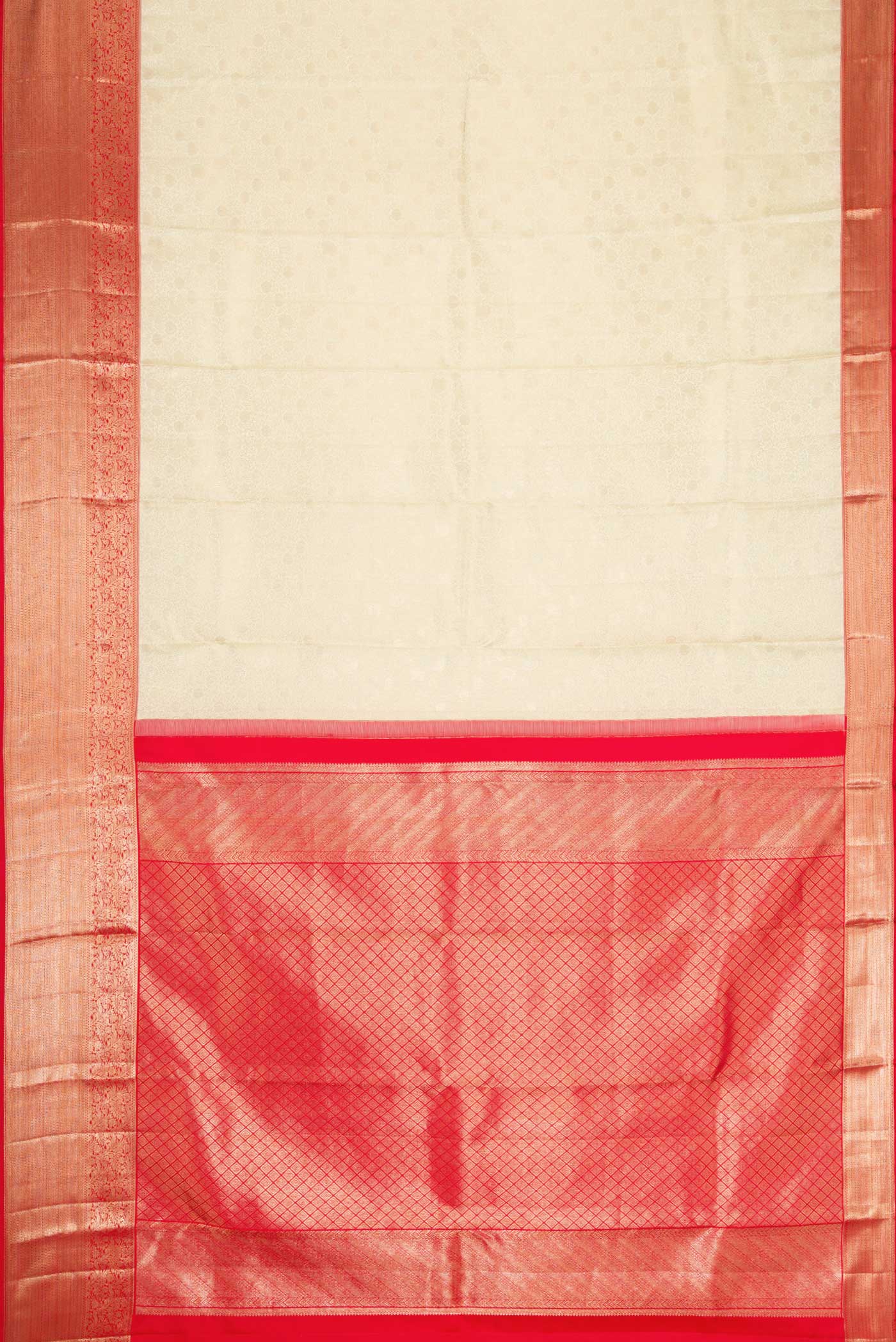 Off White Dual Tone Kanchipuram Silk Saree - Image 6