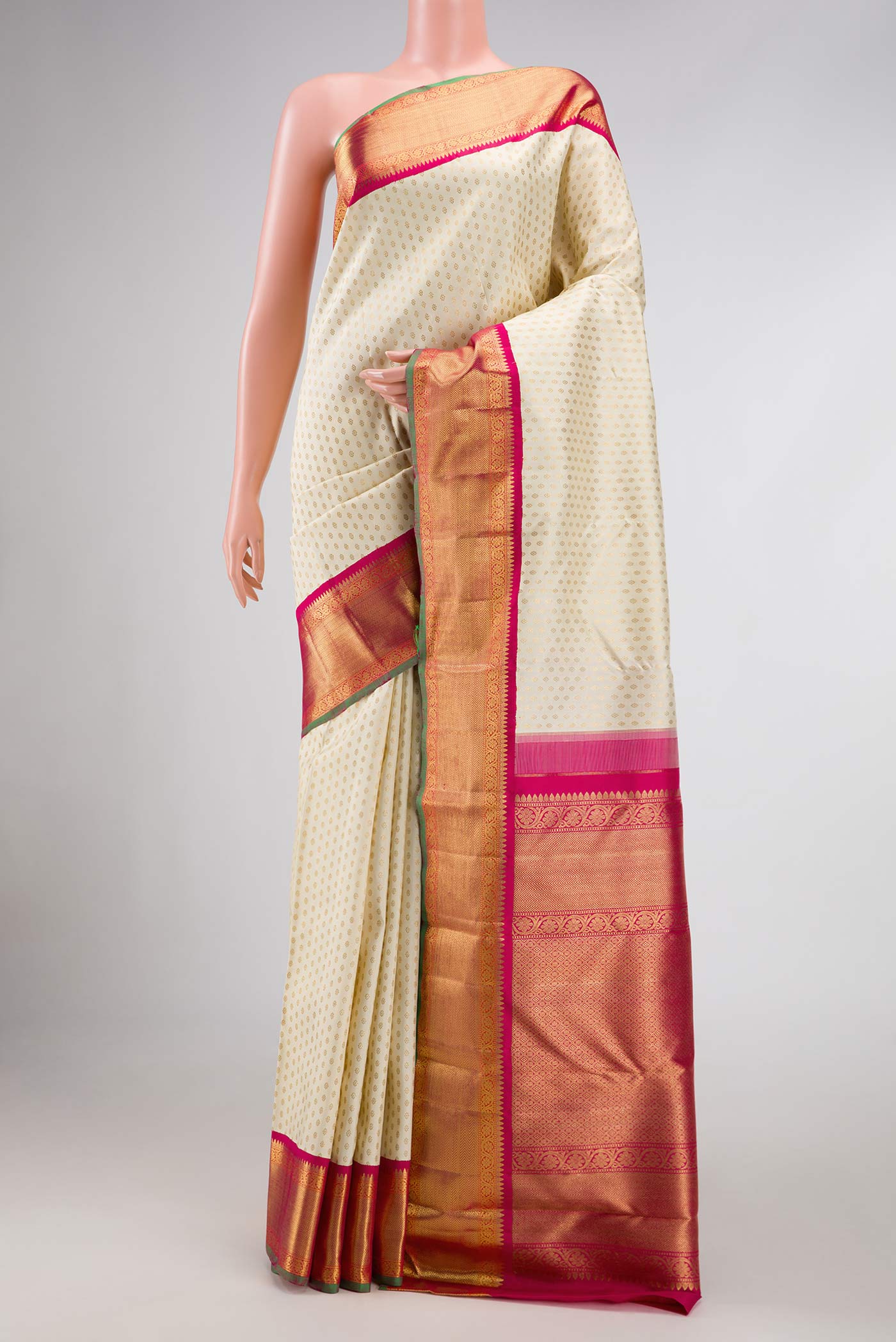 Off White Dual Tone Kanjivaram Silk Saree