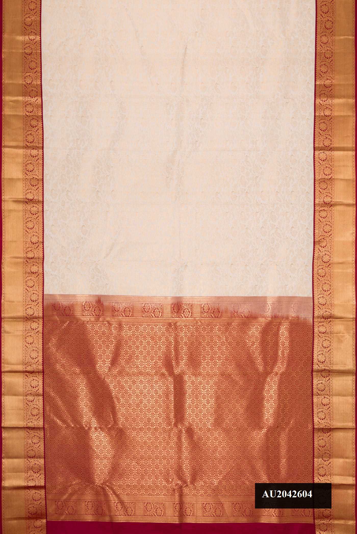 Off White Dual Tone Kanchipuram Silk Saree