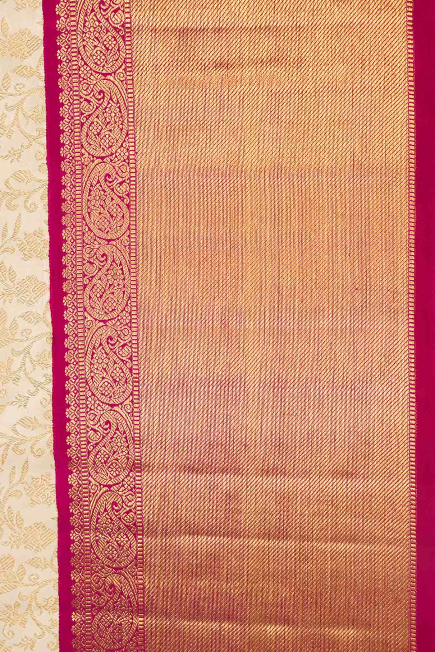 Pure Silk Pure Zari Off White Dual Tone Kanjivaram Saree - Image 6