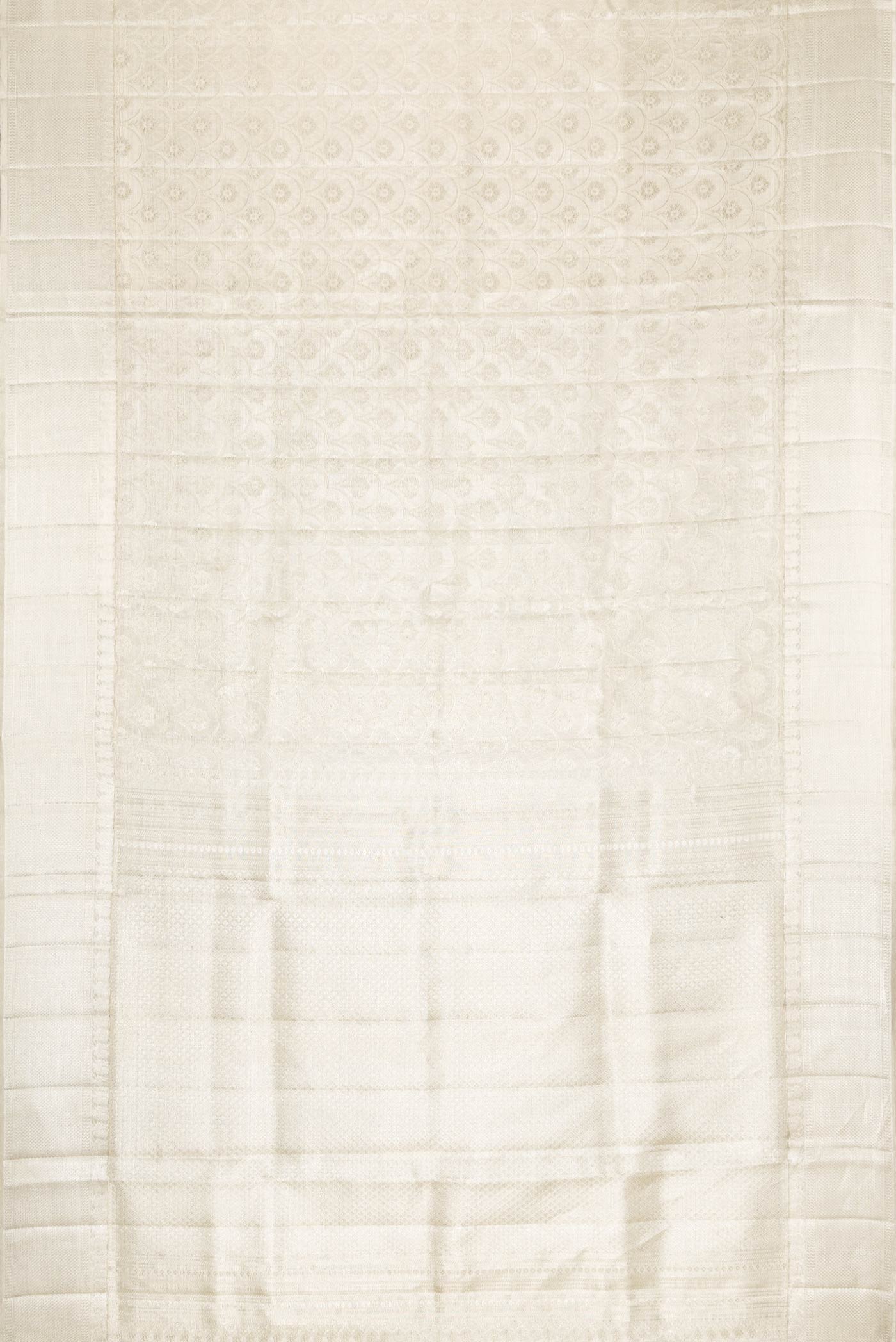Off White Dual Tone Kanjivaram Tissue Silk Saree - Image 6