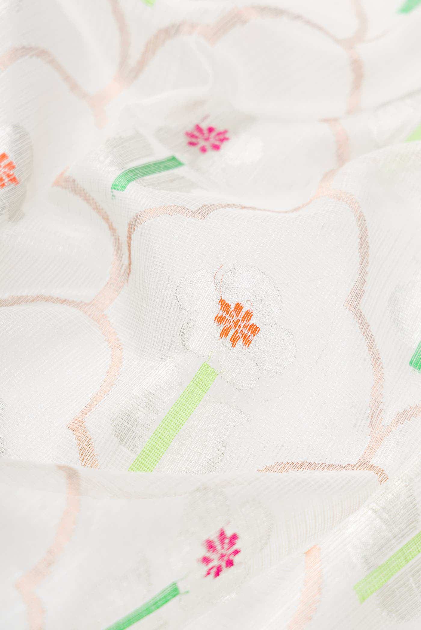 Pure Silk Pure Zari Off White Dual Tone Kota Saree - Image 3
