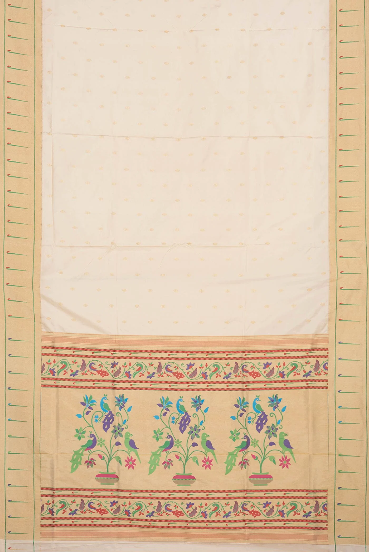 Cream Paithani Silk Saree - Image 6