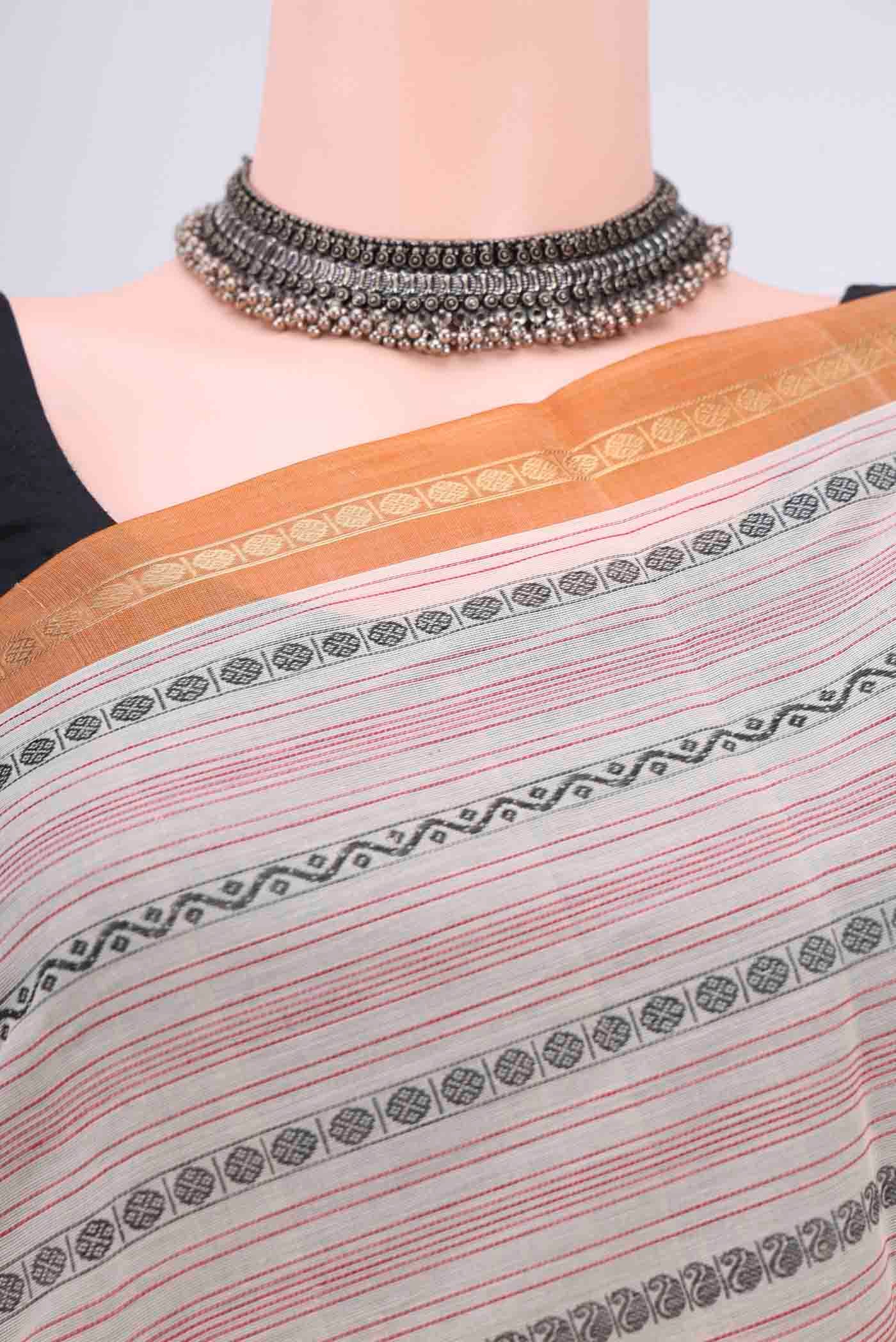 Off White Kanchi Cotton Saree - Image 2