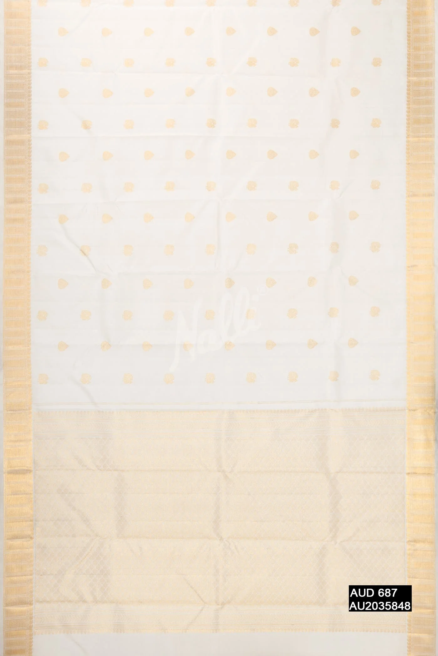 Off White Kanchipuram Silk Saree