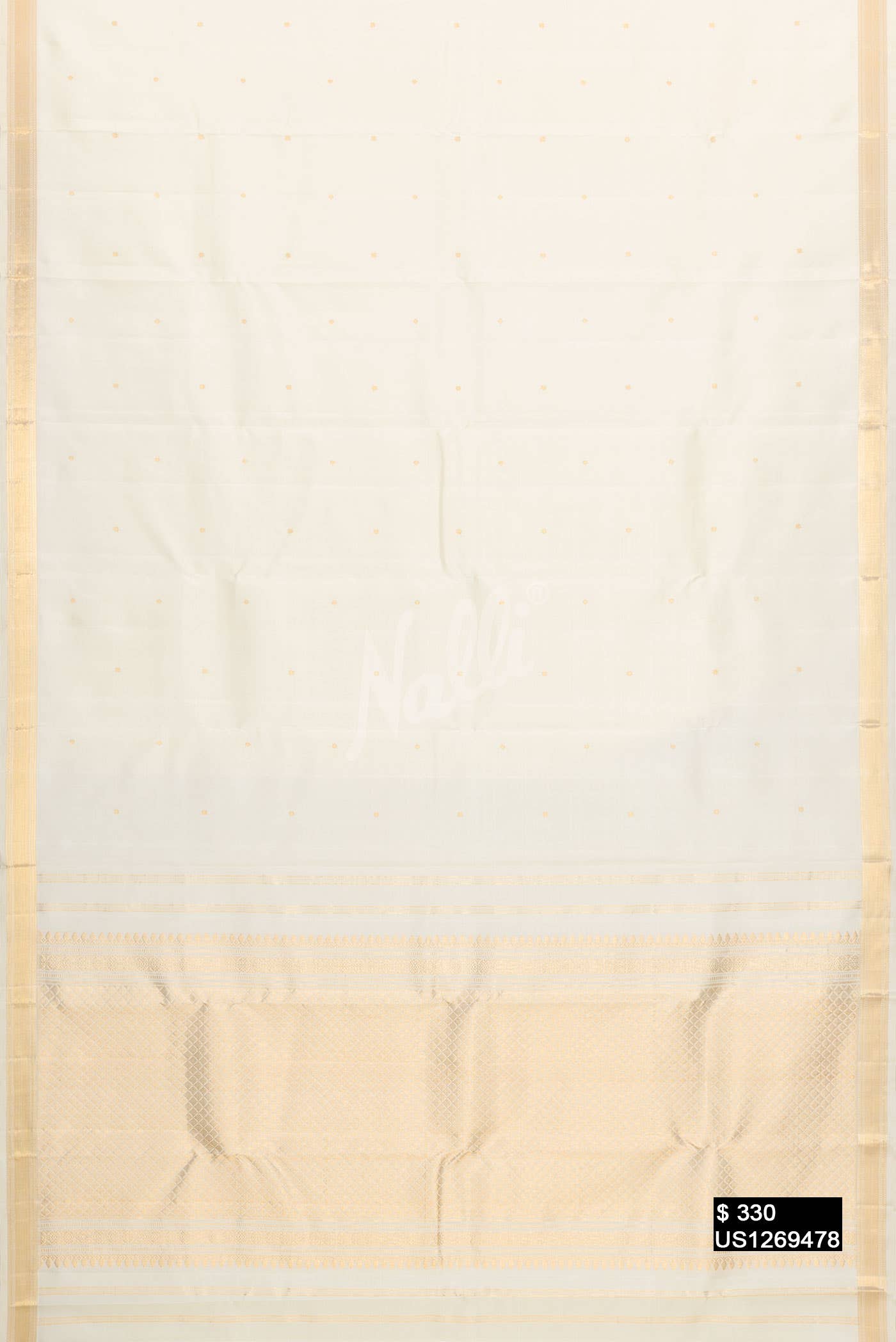 Off White Kanchipuram Silk Saree