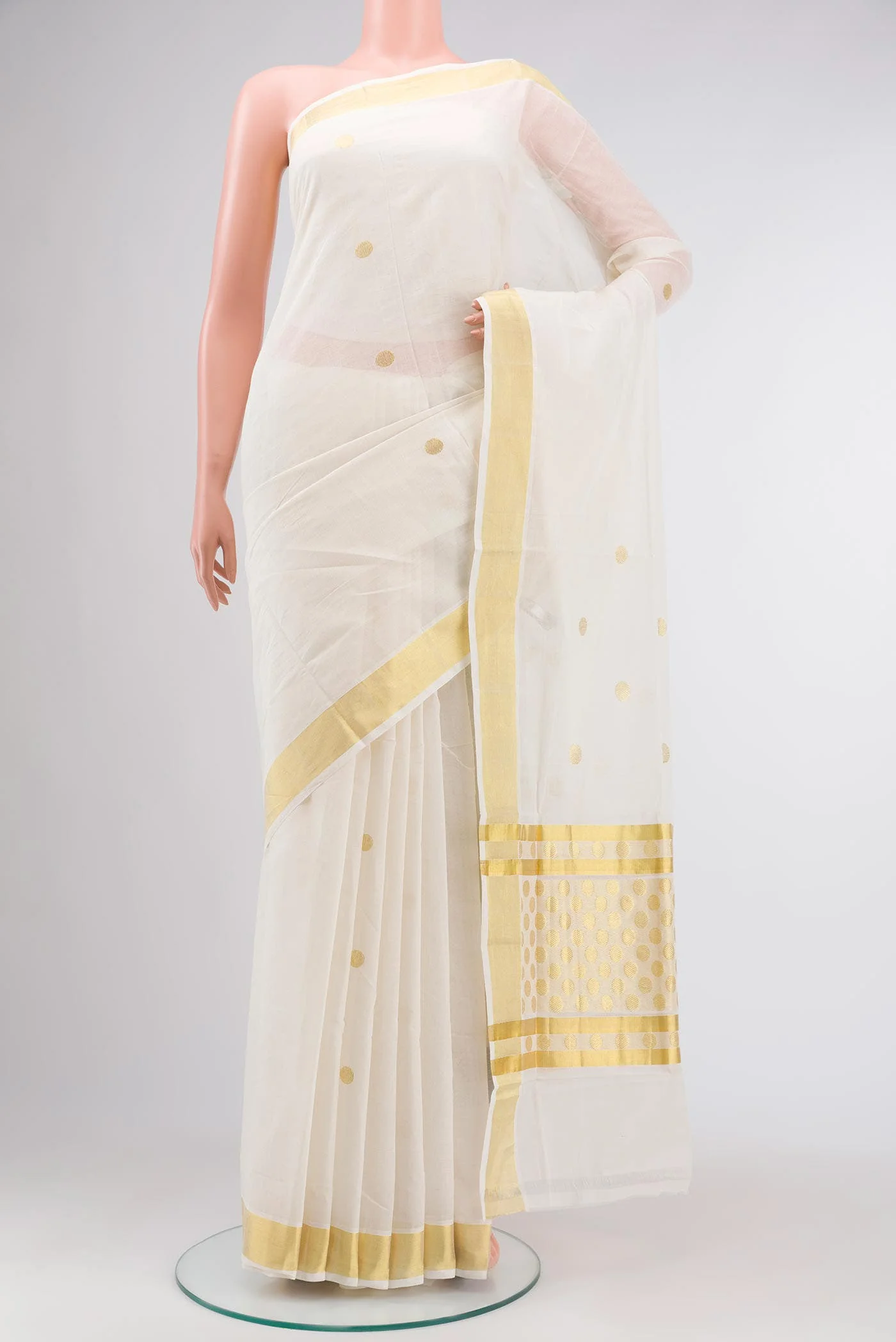 Off White Kerala Cotton Saree