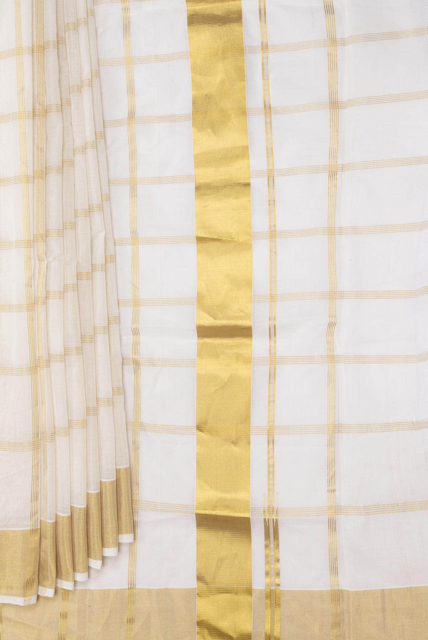 Off White Kerala Cotton Saree - Image 2