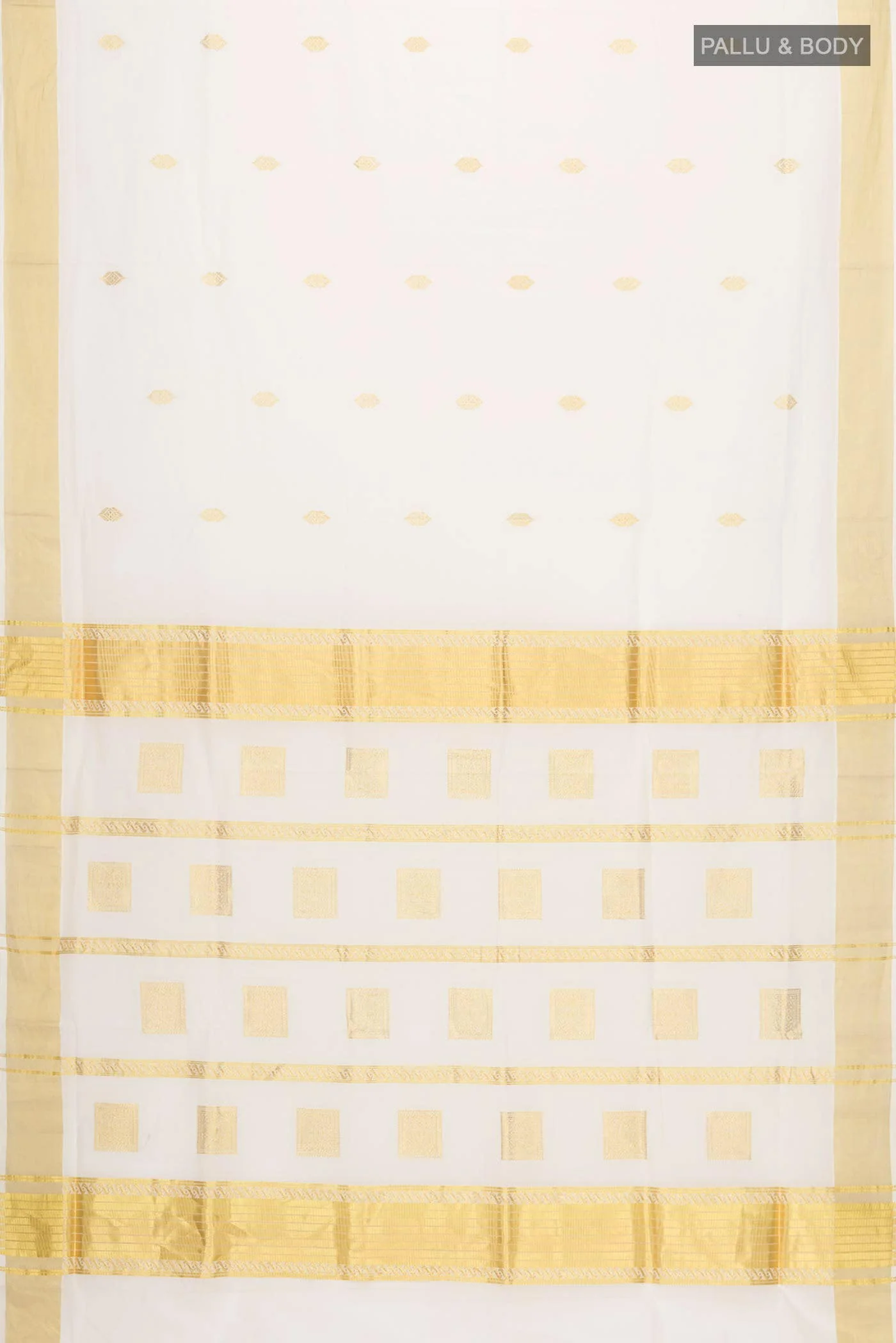 Off White Kerala Cotton Saree - Image 3