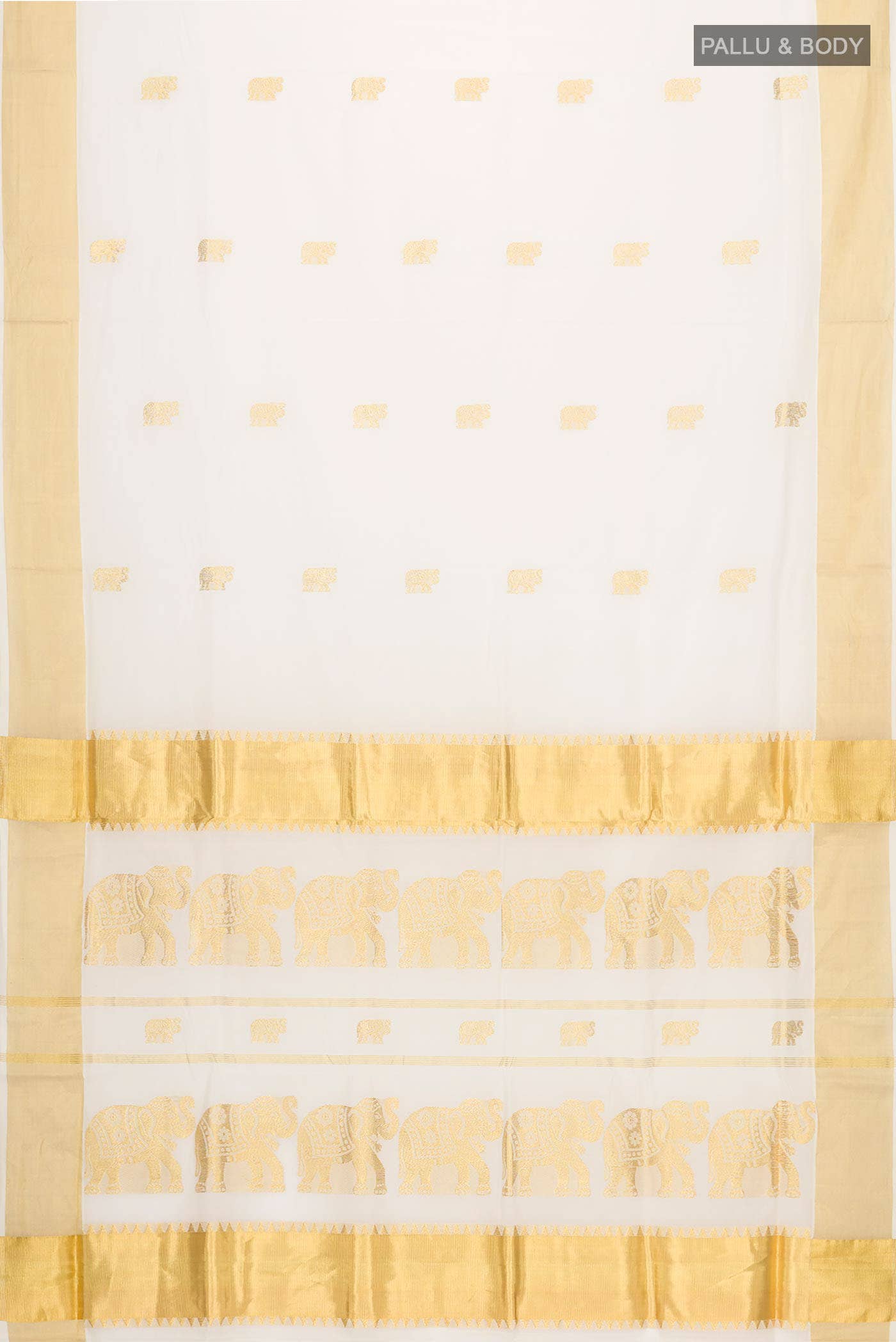 Off White Kerala Cotton Saree - Image 3