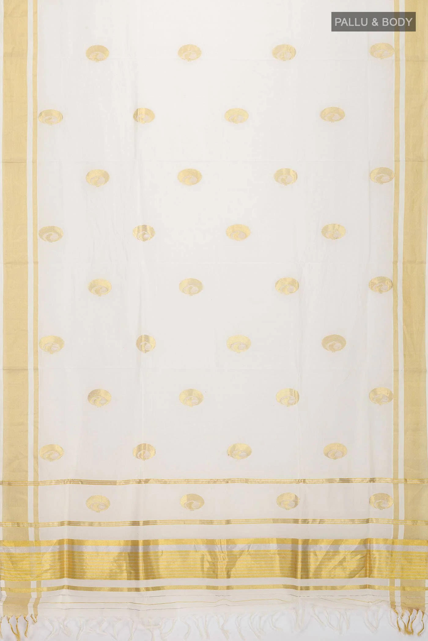 Off White Kerala Cotton Saree - Image 3