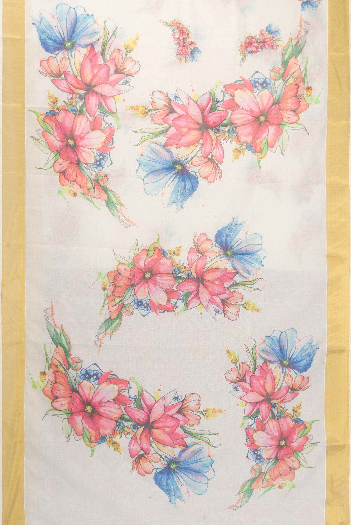 Off White Kerala Cotton Saree - Image 2