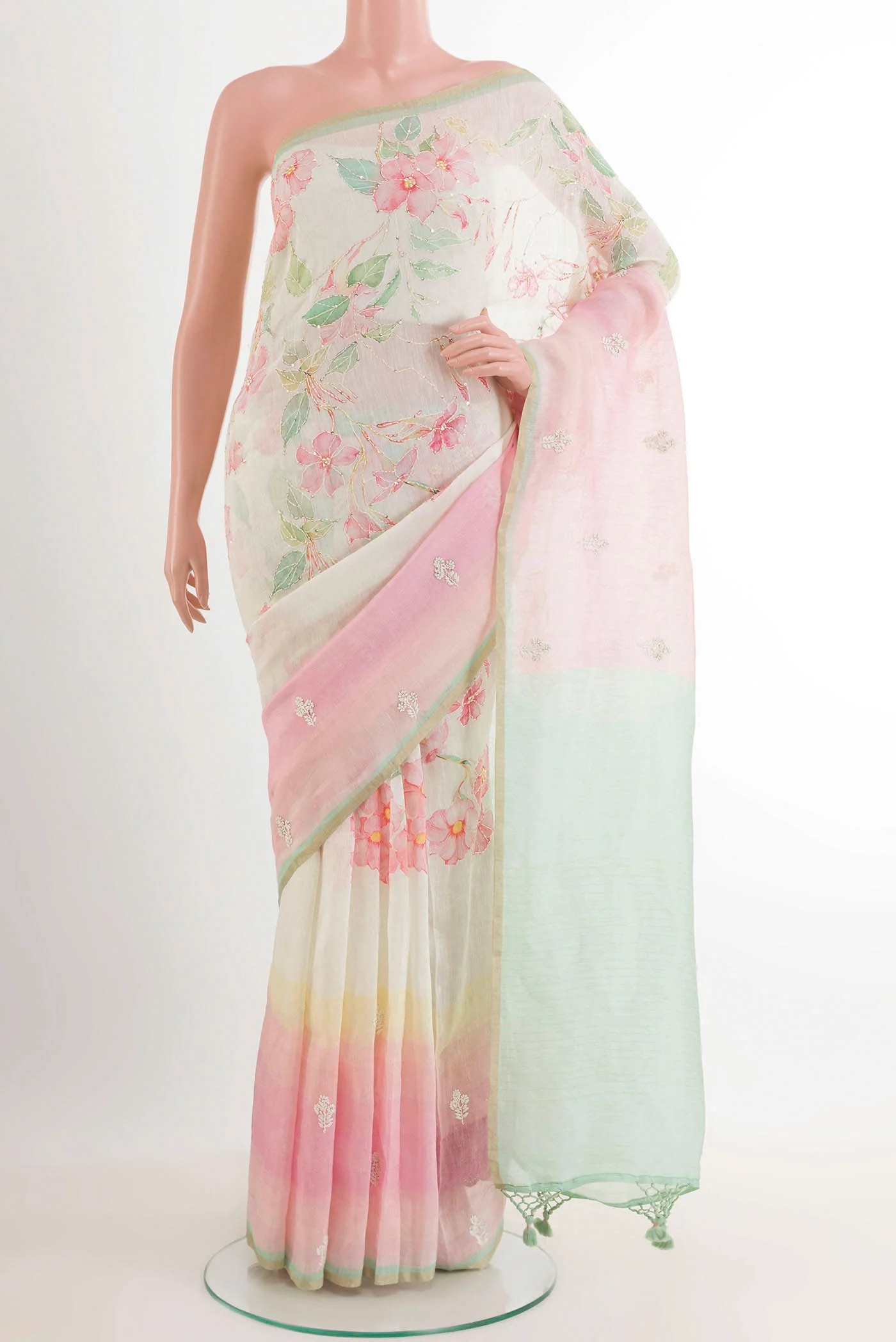 Multi Color Linen Saree