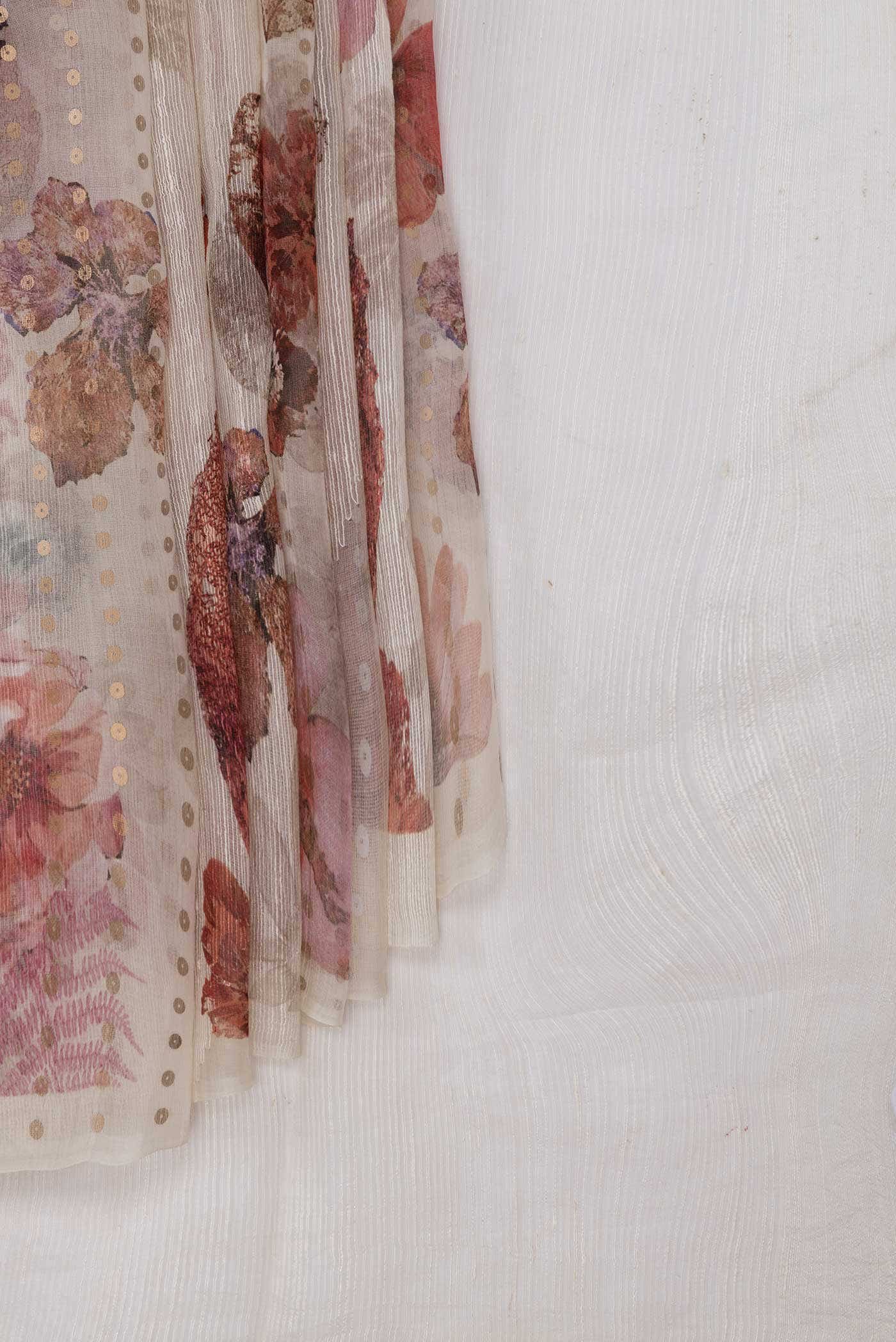 Off White Linen Saree - Image 2