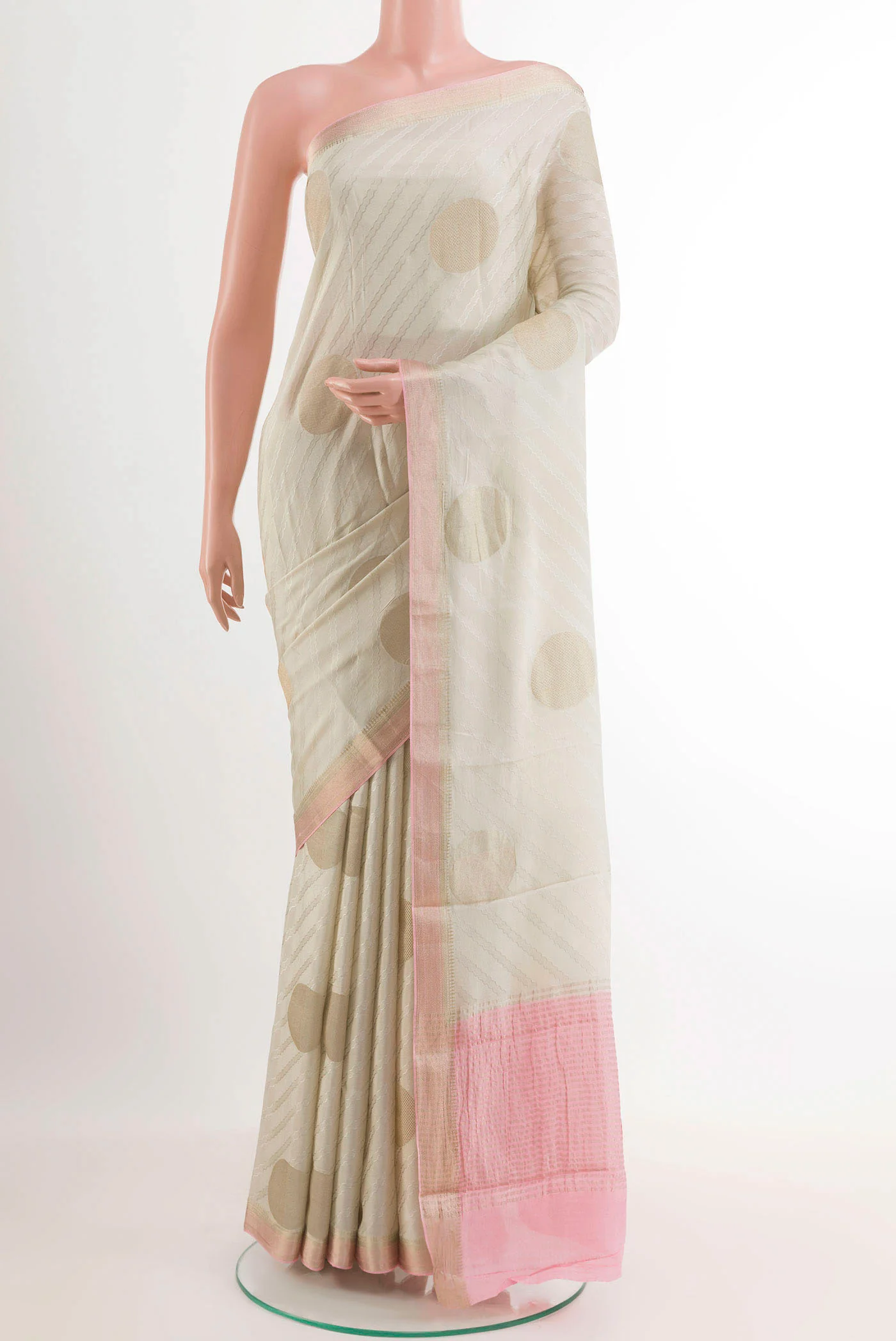 Off White Mysore Crepe Saree