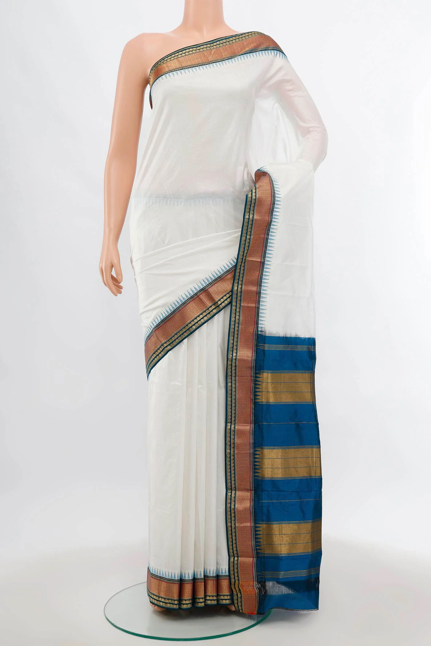 White Bangalore Silk Saree