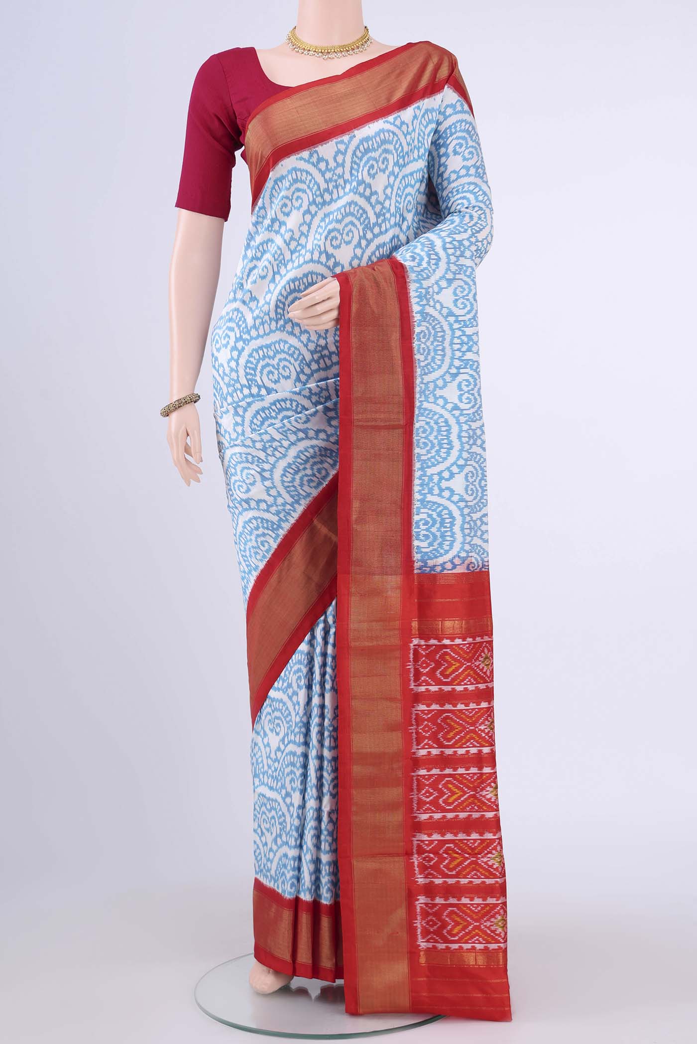 Off White Pochampally Silk Saree