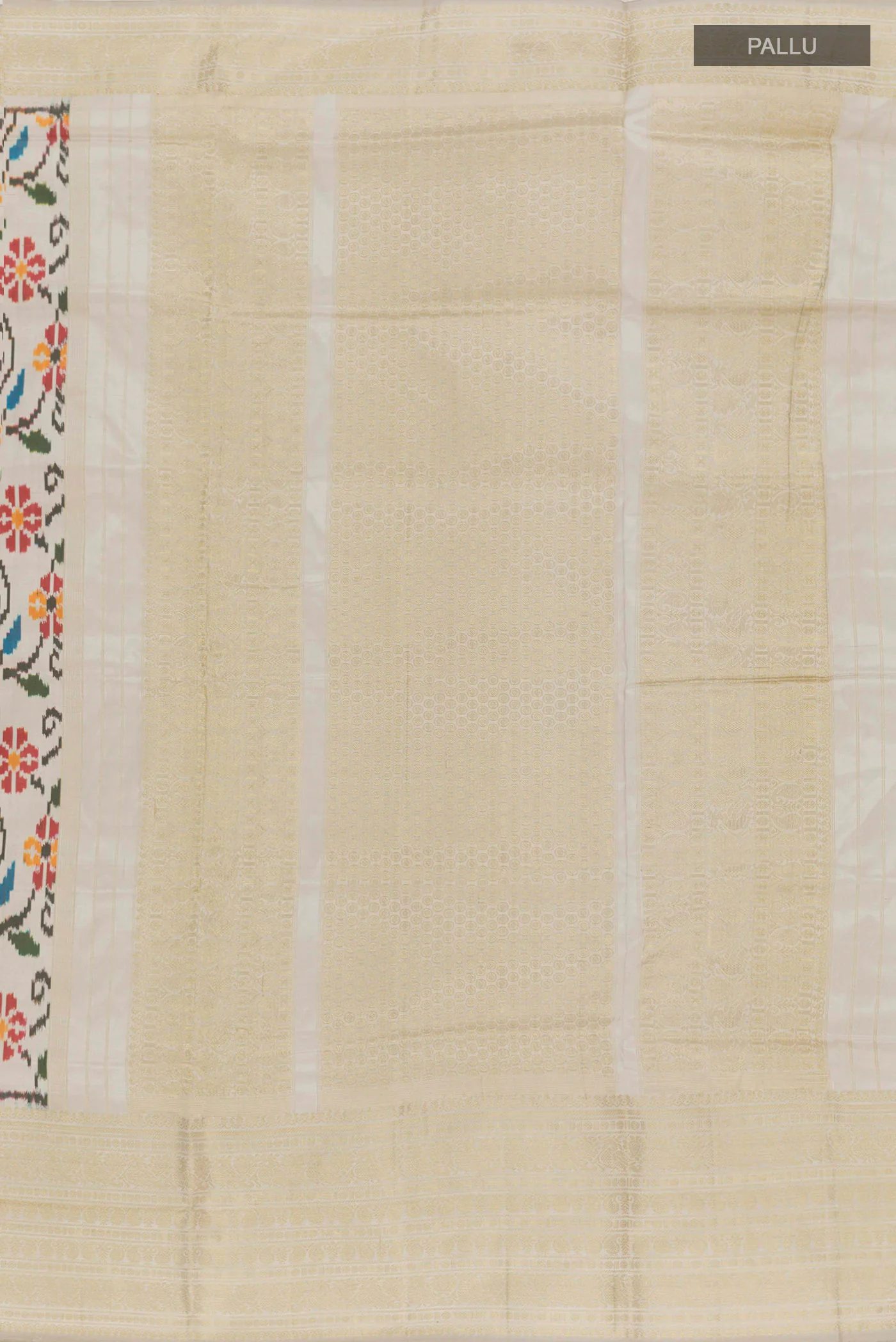 Off White Rajkot Patola Silk Saree - Image 4