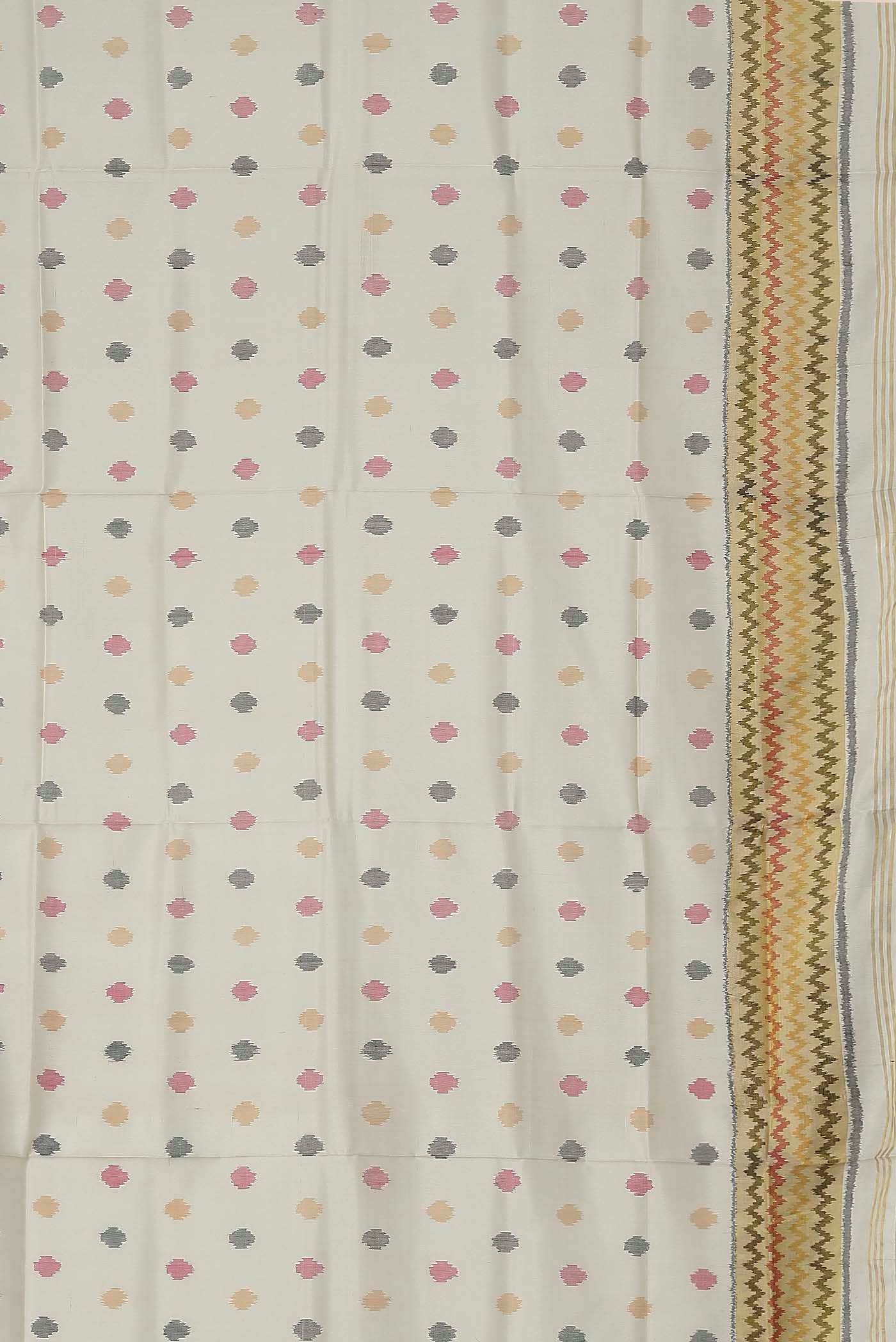 Off White Rajkot Patola Silk Saree - Image 6