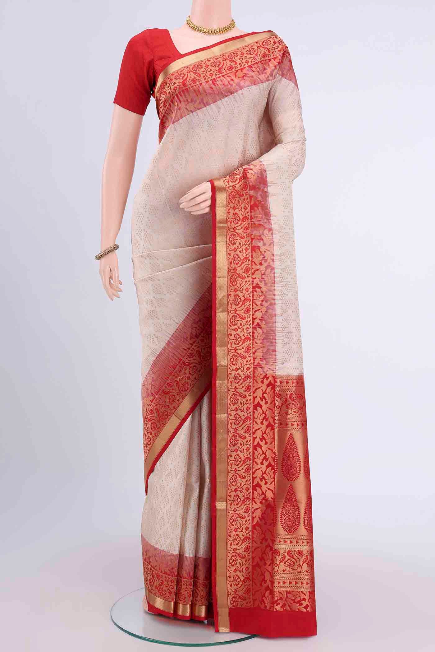 Off White Soft Silk Saree