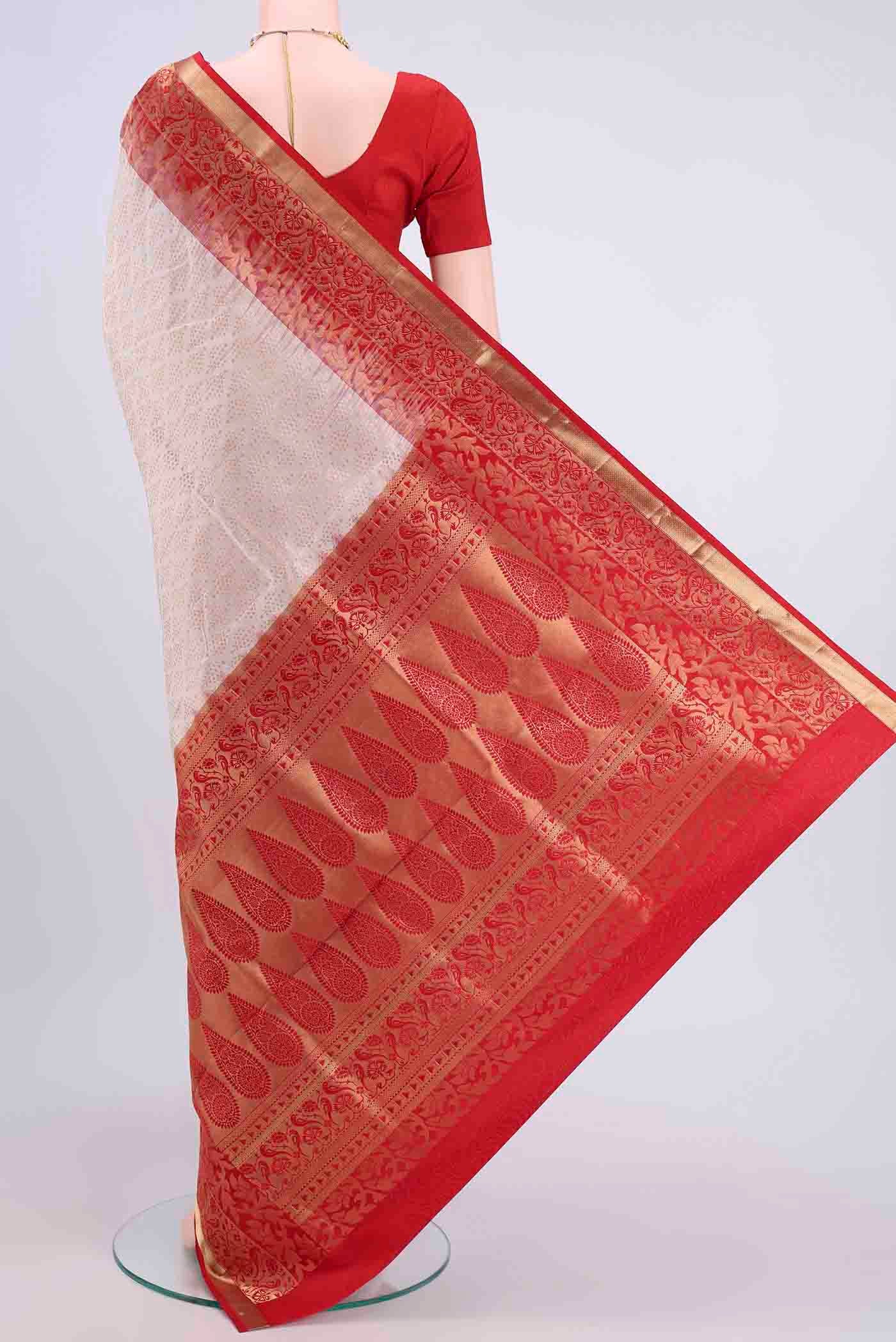 Off White Soft Silk Saree - Image 3