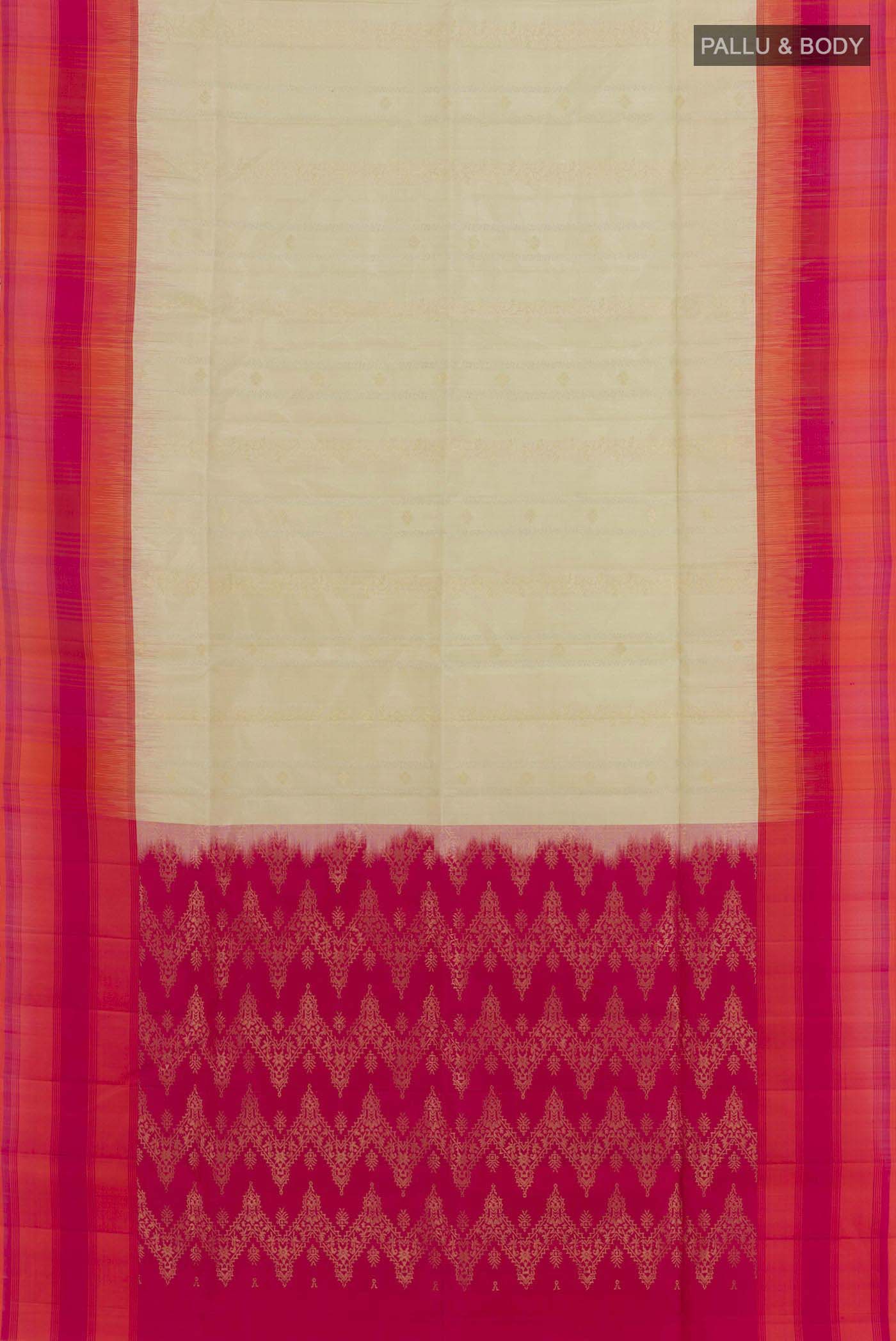 Cream Soft Silk Saree - Image 3