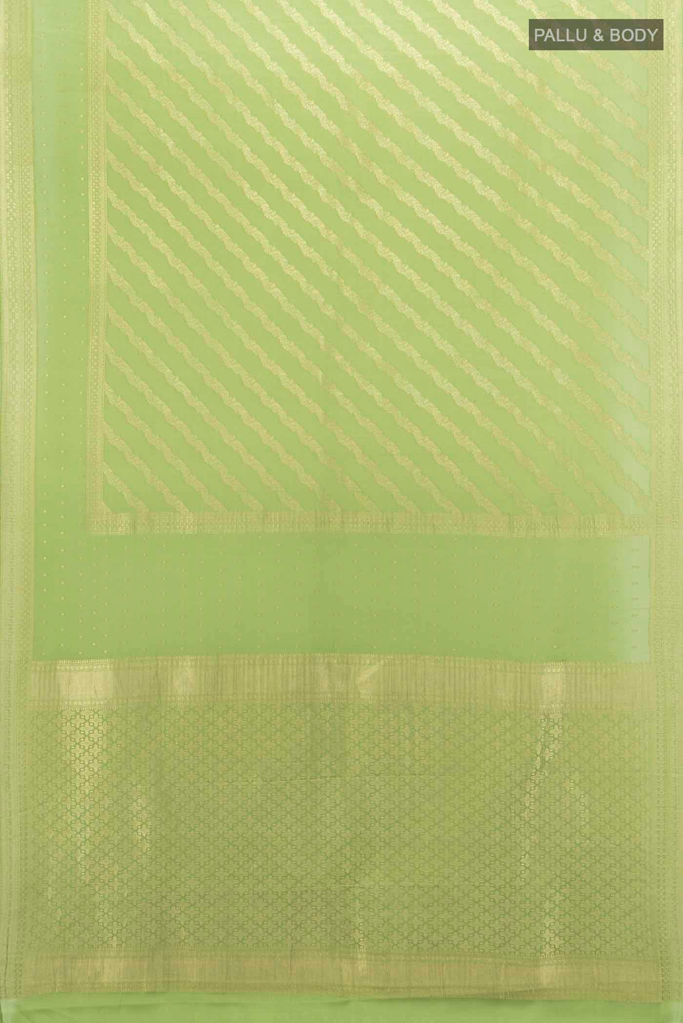 Olive Green Mysore Crepe Saree - Image 5