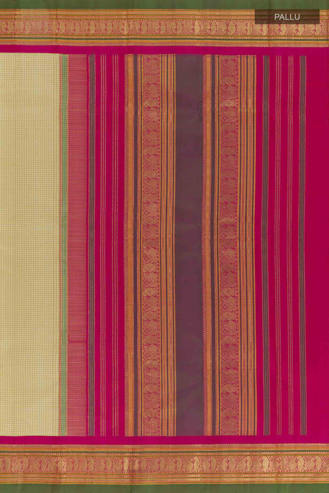 Pure Silk Pure Zari Beige Kanjivaram Saree - Image 6