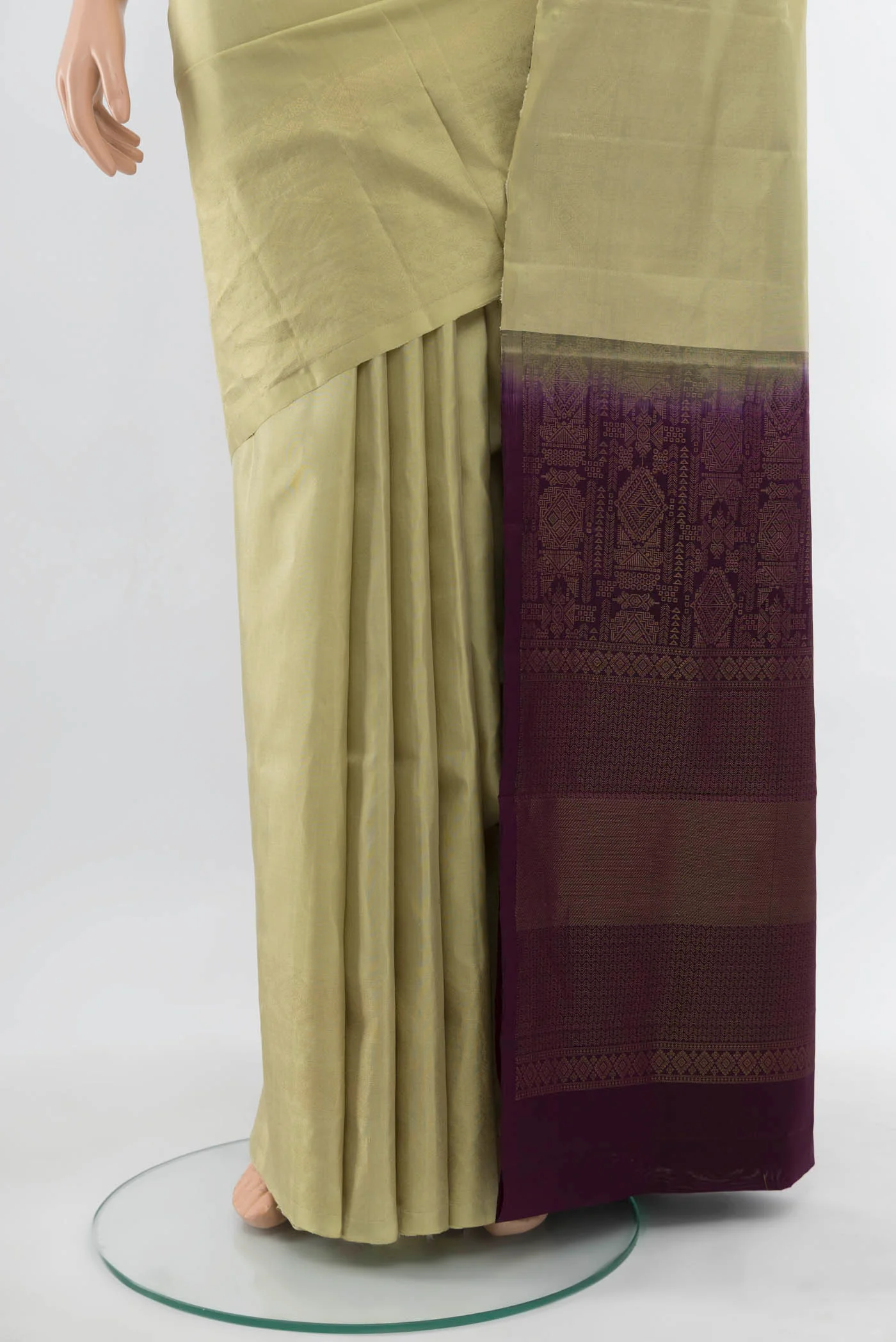 Beige Soft Silk Saree - Image 3