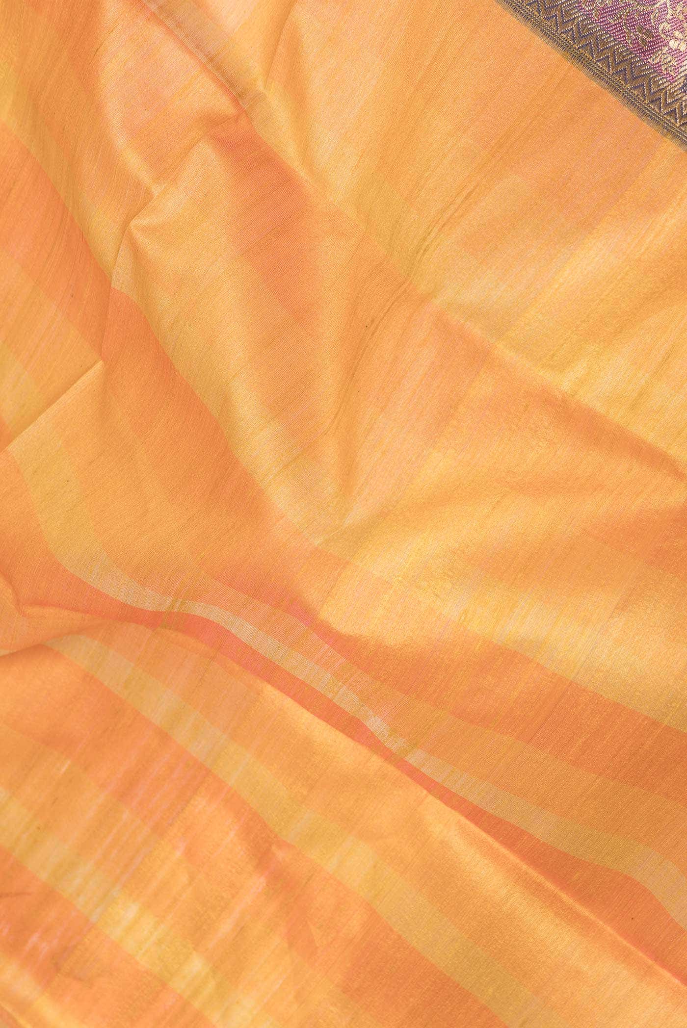 Orange and Gold Dual Tone Linen Saree - Image 3