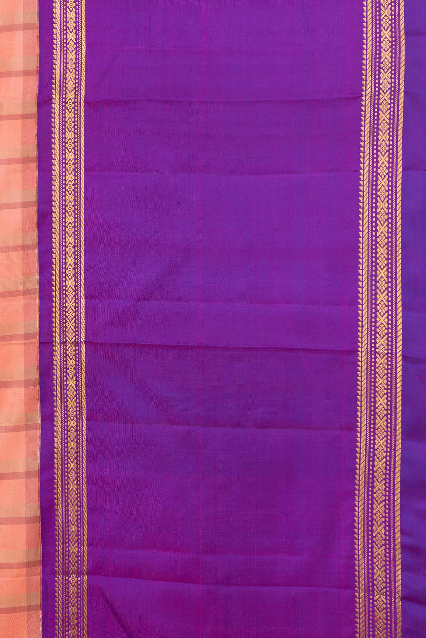 Pure Silk Pure Zari Peach Kanjivaram Saree - Image 3