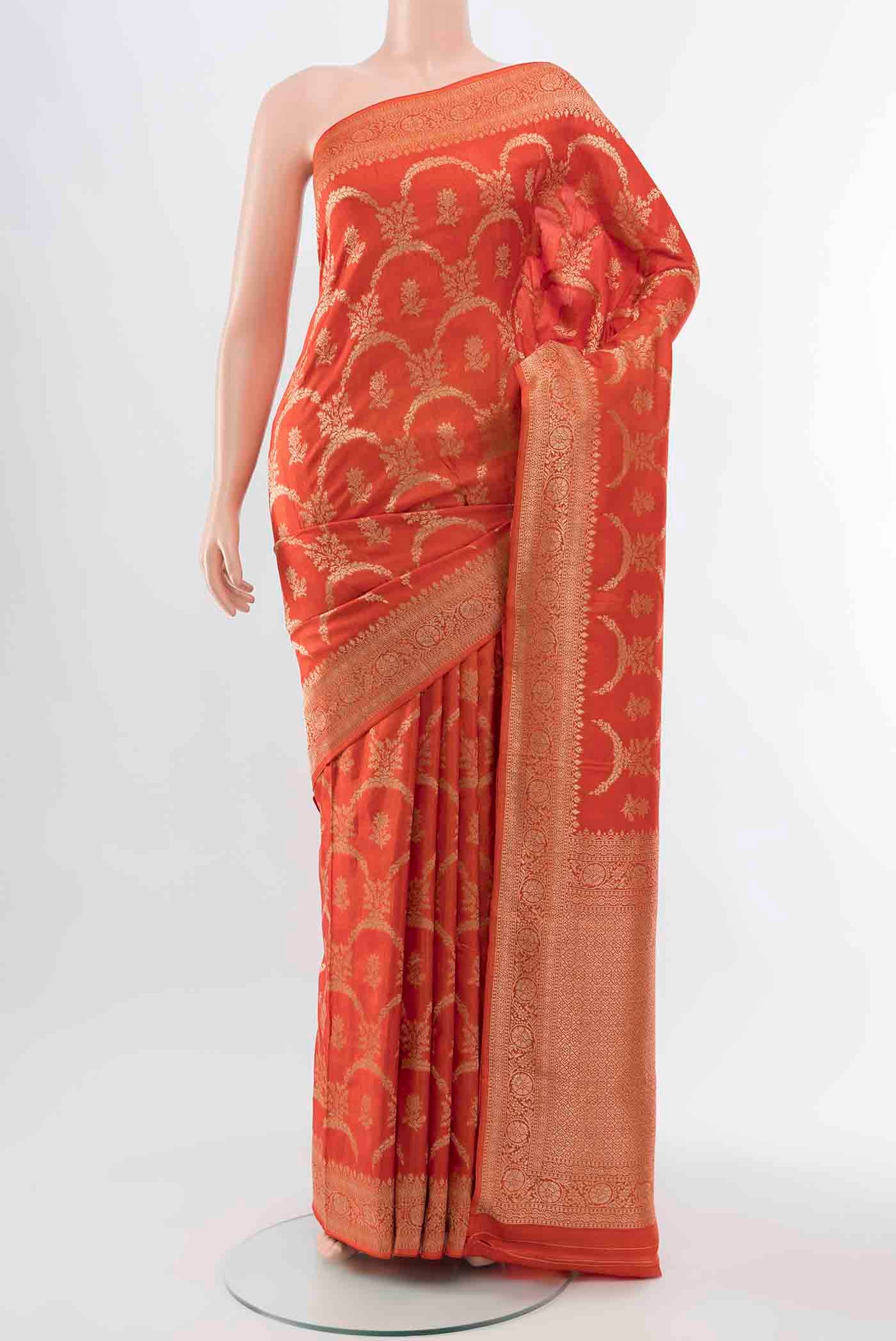 Orange Art Silk Saree