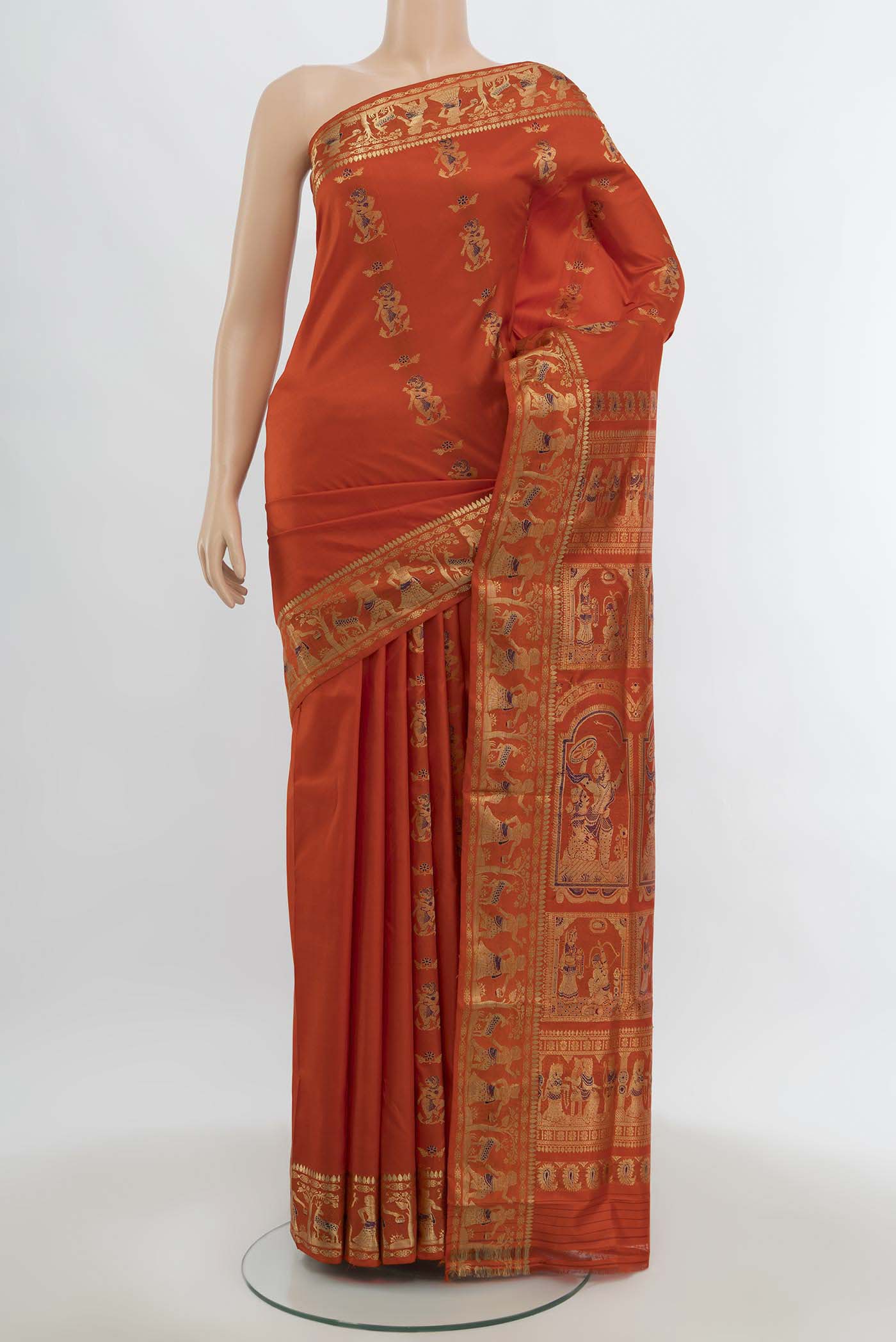 Orange Baluchari Silk Saree